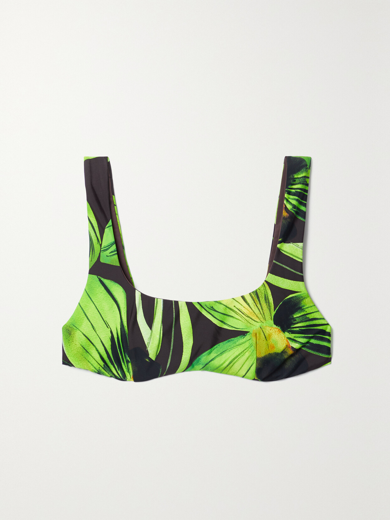 Louisa Ballou Printed Stretch Bikini Top In Green