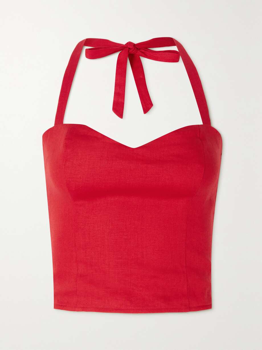 net-a-porter.com | Jenna linen halterneck top