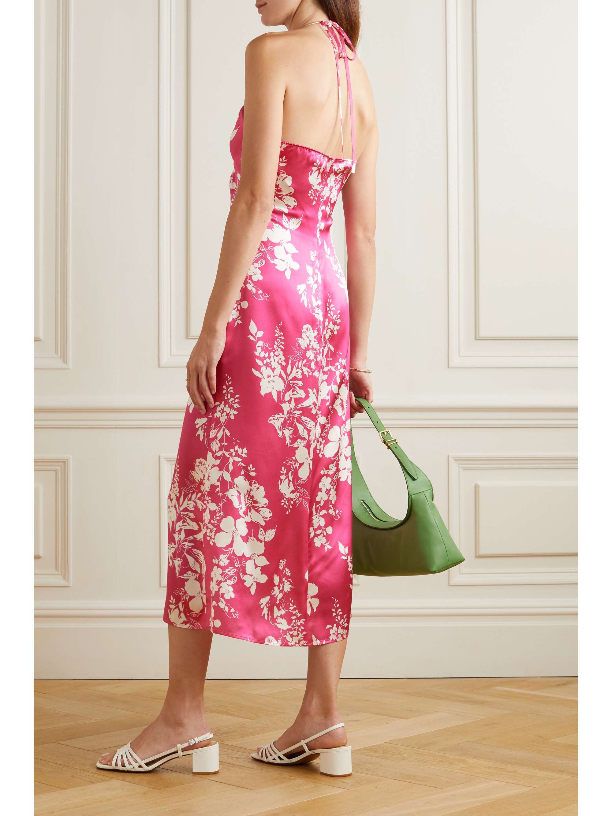 REFORMATION Antoni floral-print silk-satin halterneck midi dress