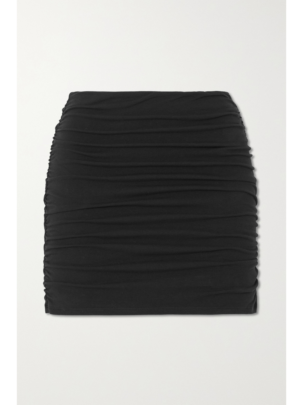 Reformation - Melonie Ruched Stretch Organic Cotton Mini Skirt - Black image