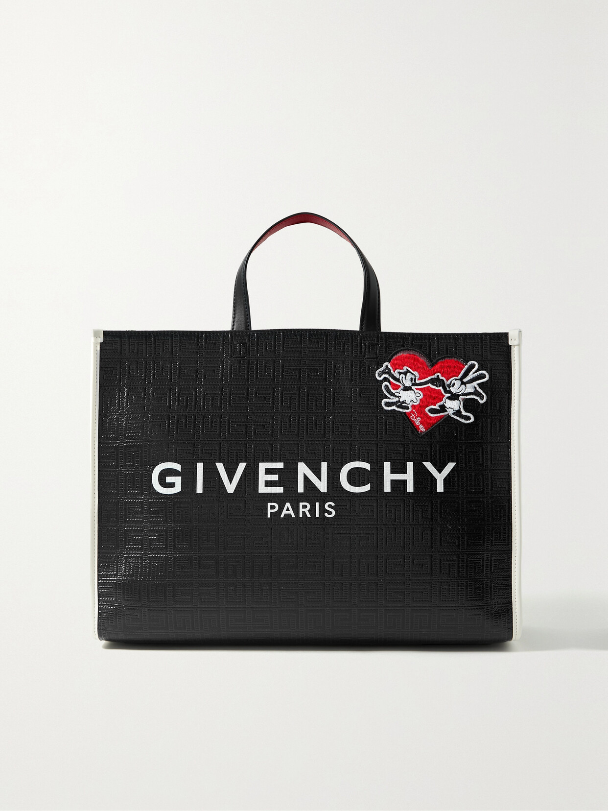 Givenchy - + Disney G Medium Leather-trimmed Appliquéd Printed Coated-canvas Tote - Black