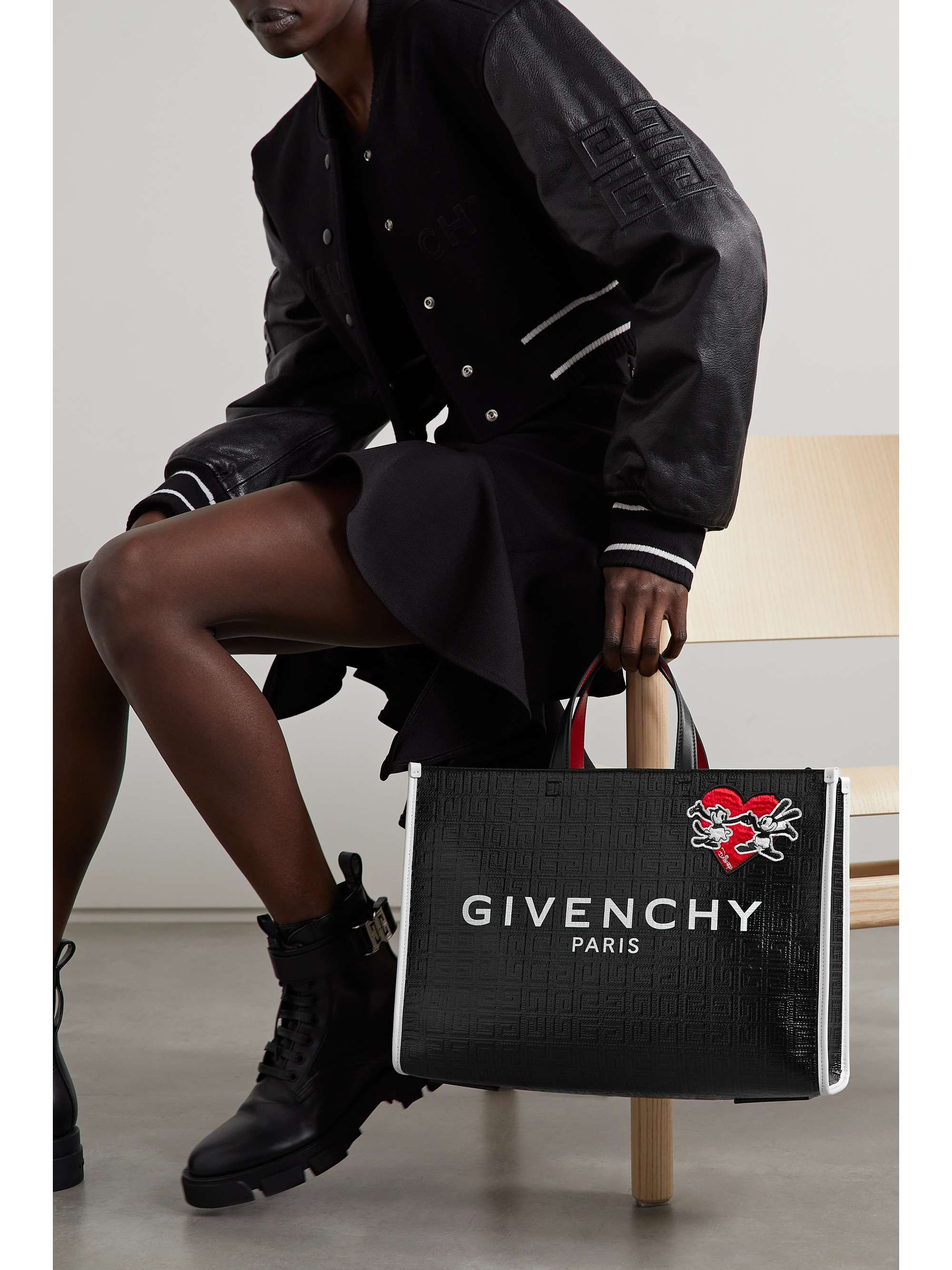 GIVENCHY + Disney G medium leather-trimmed appliquéd printed coated-canvas tote