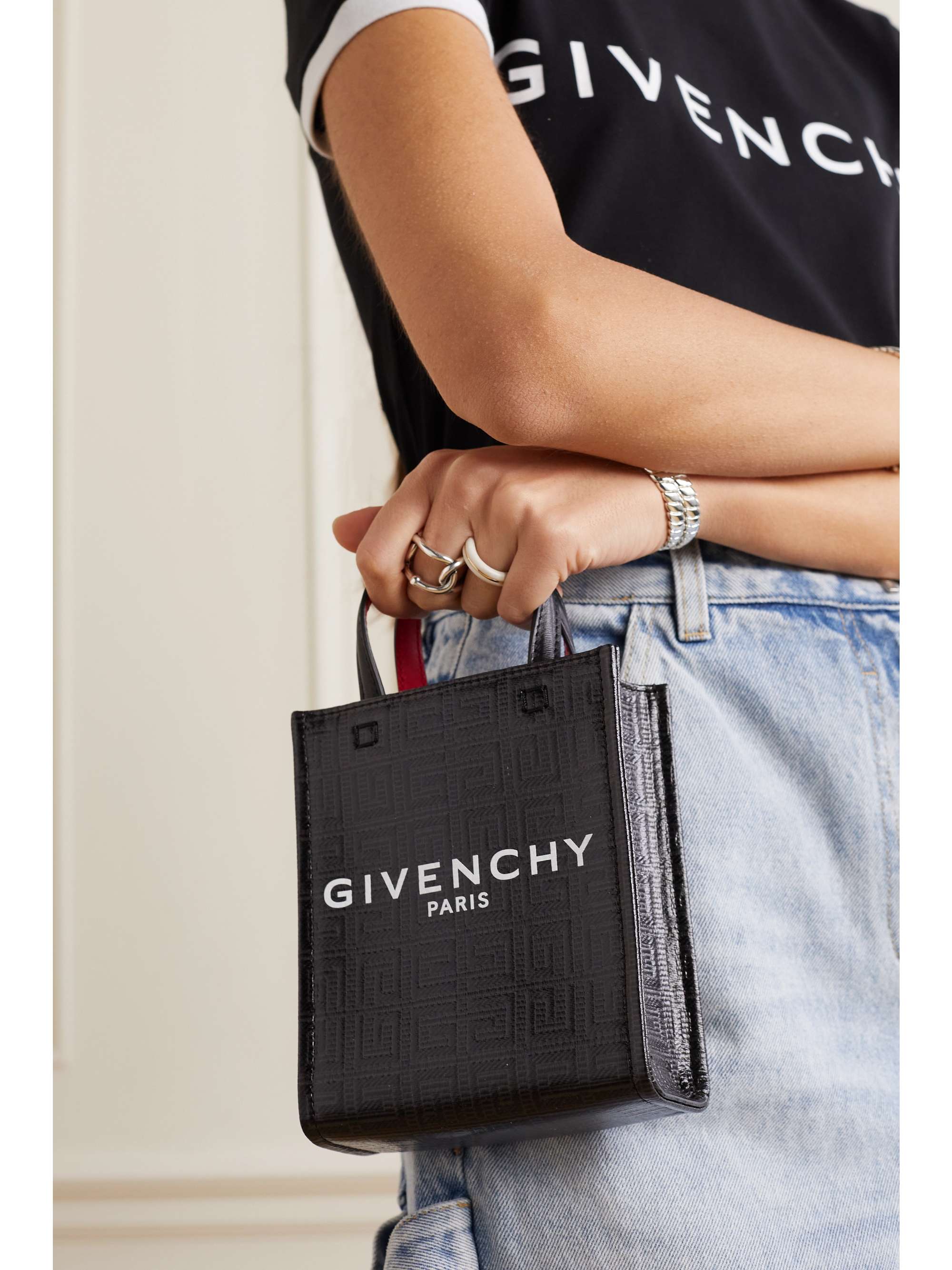 GIVENCHY Sac à main en toile enduite imprimée à finitions en cuir G-Tote Oswald Mini x Disney