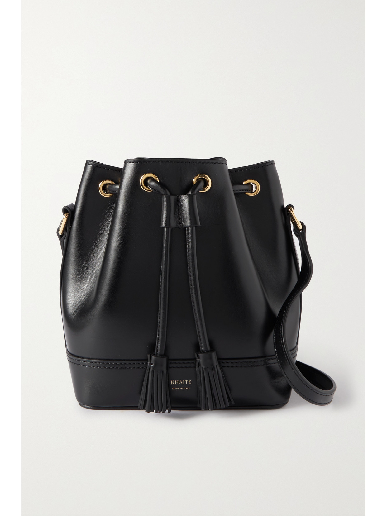 Khaite - Cecilia Small Tasseled Leather Bucket Bag - Black