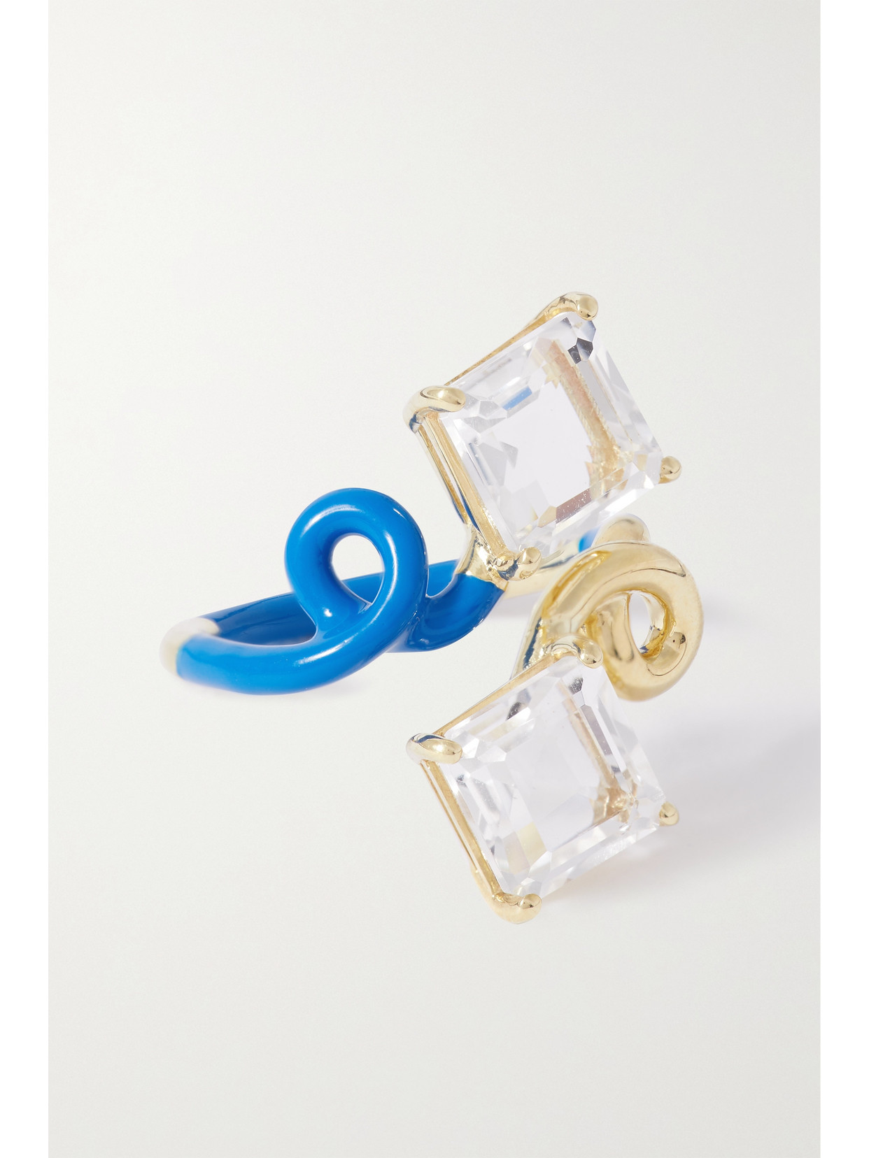 Bea Bongiasca - 9-karat Gold, Enamel And Rock Crystal Ring - Blue