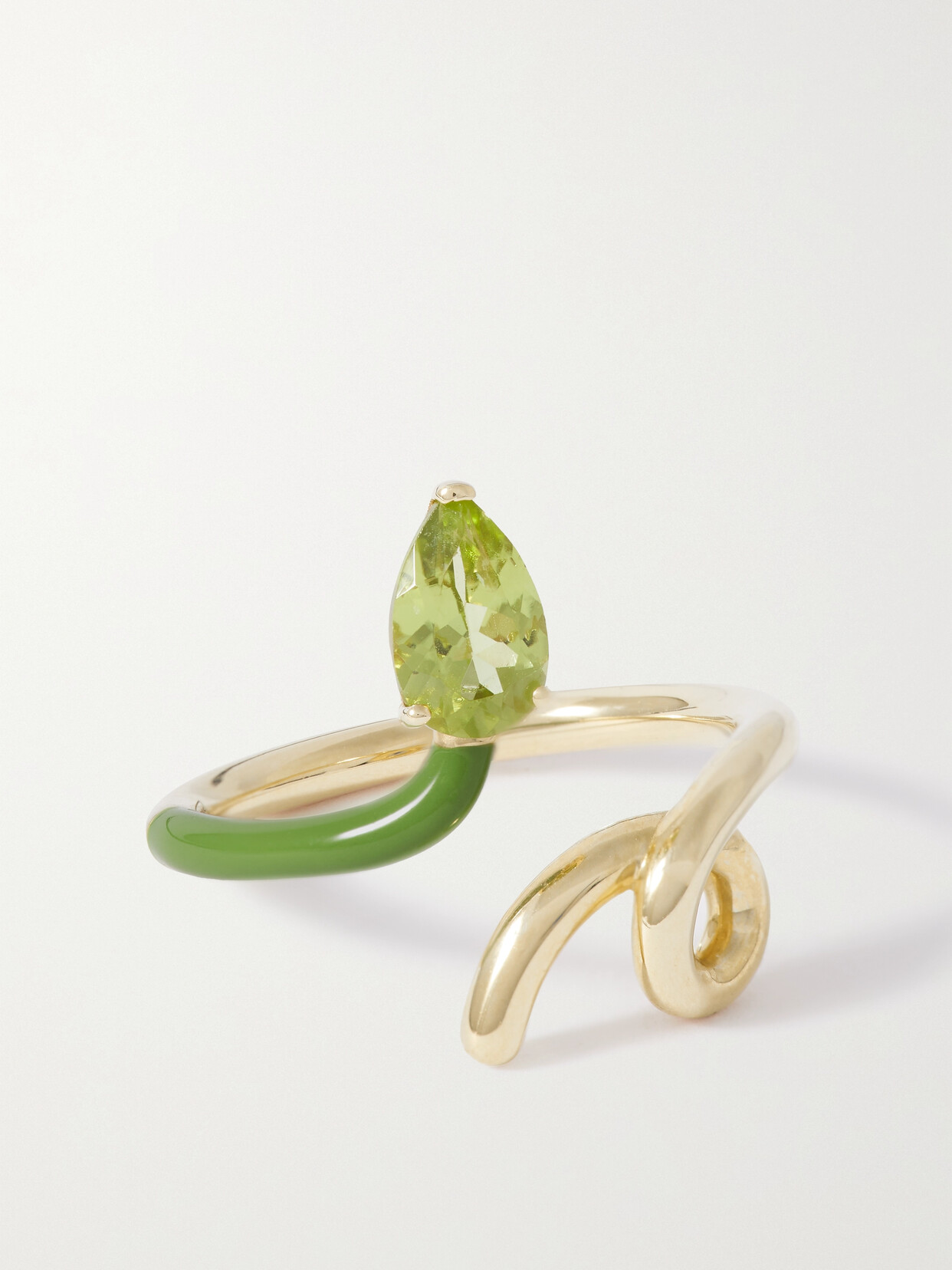 BEA BONGIASCA B HALF 9-KARAT GOLD, PERIDOT AND ENAMEL RING