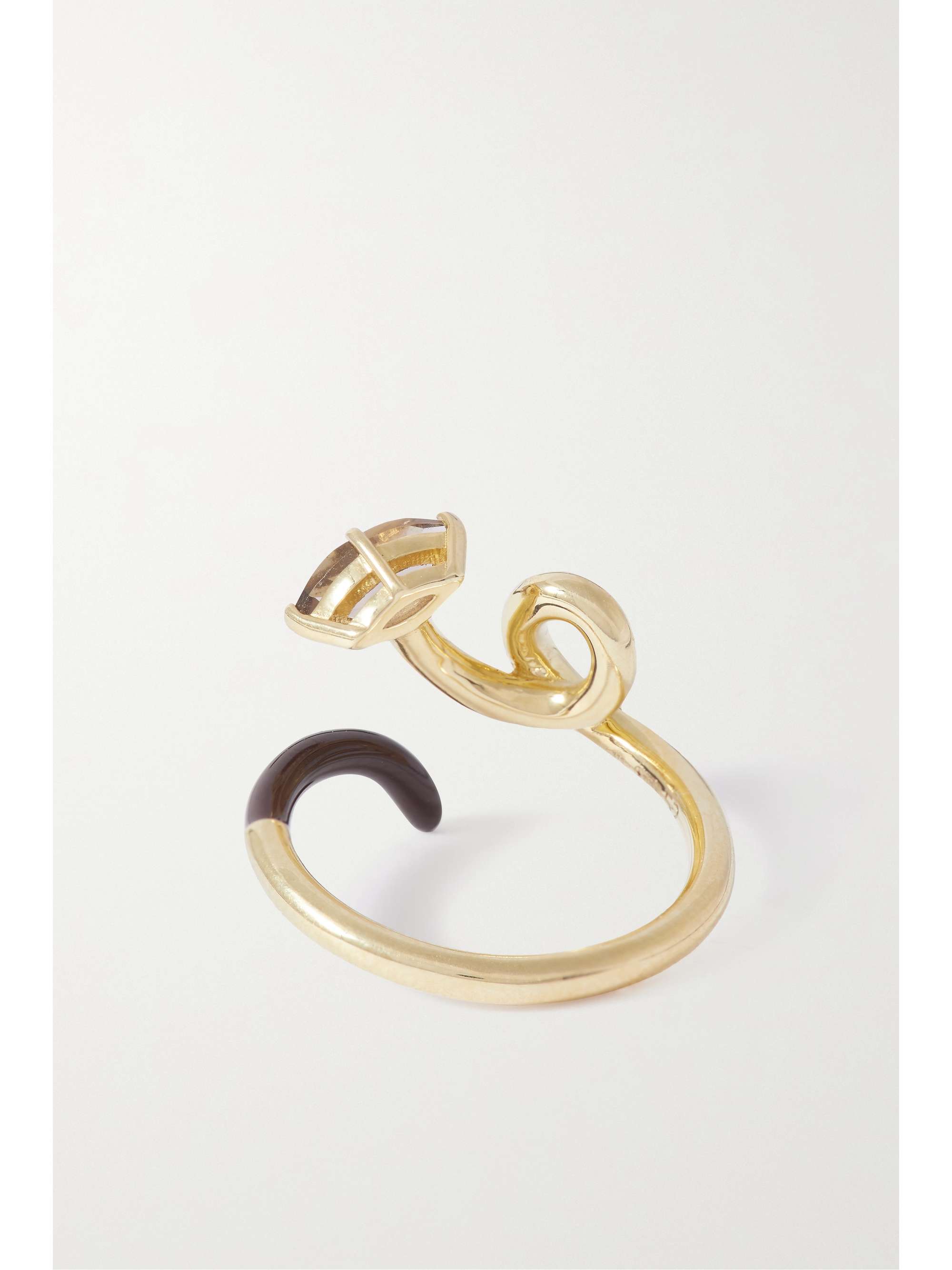 BEA BONGIASCA Baby Vine 9-karat gold, silver, enamel and amethyst ring