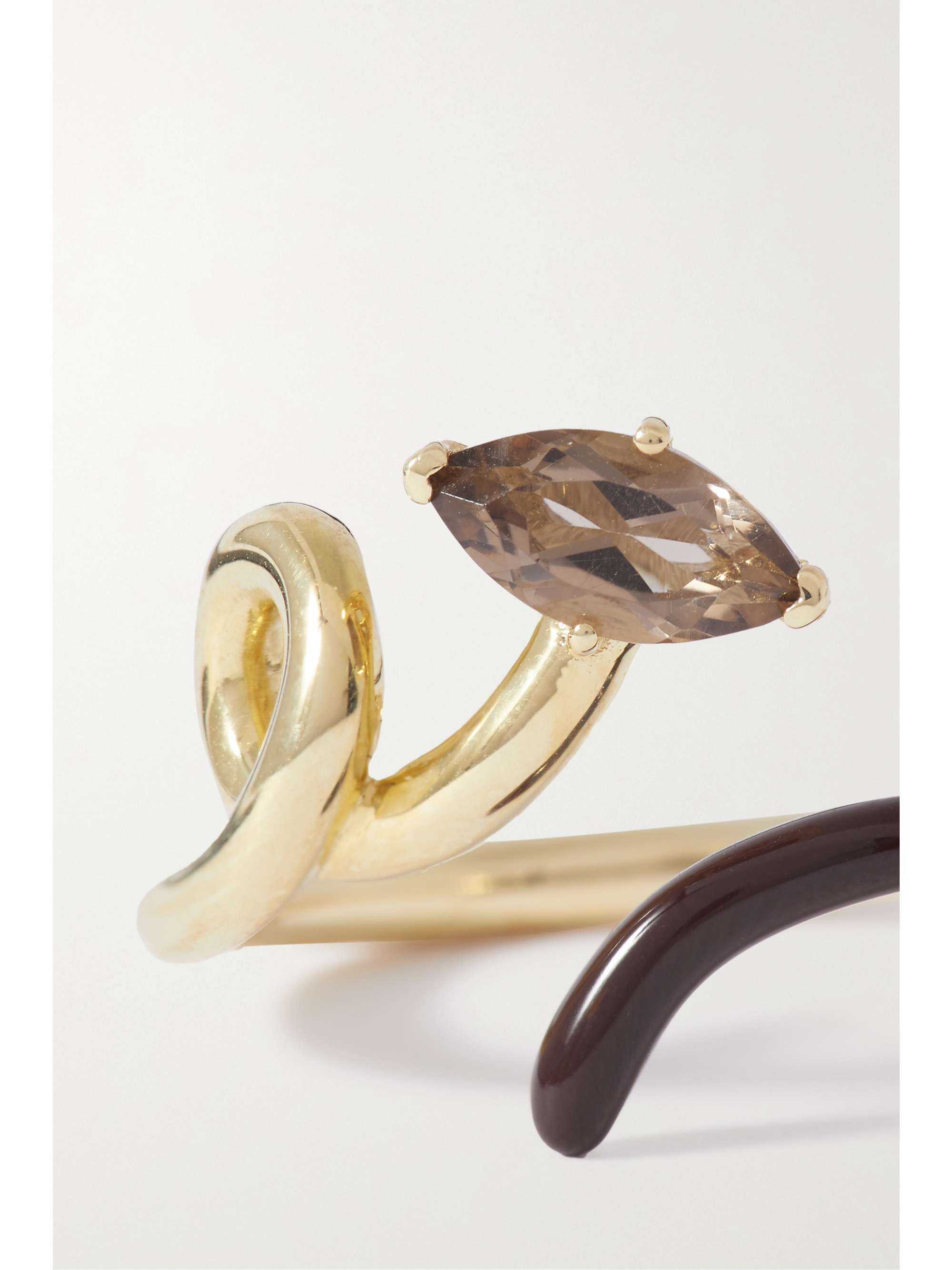 BEA BONGIASCA Baby Vine 9-karat gold, silver, enamel and amethyst ring