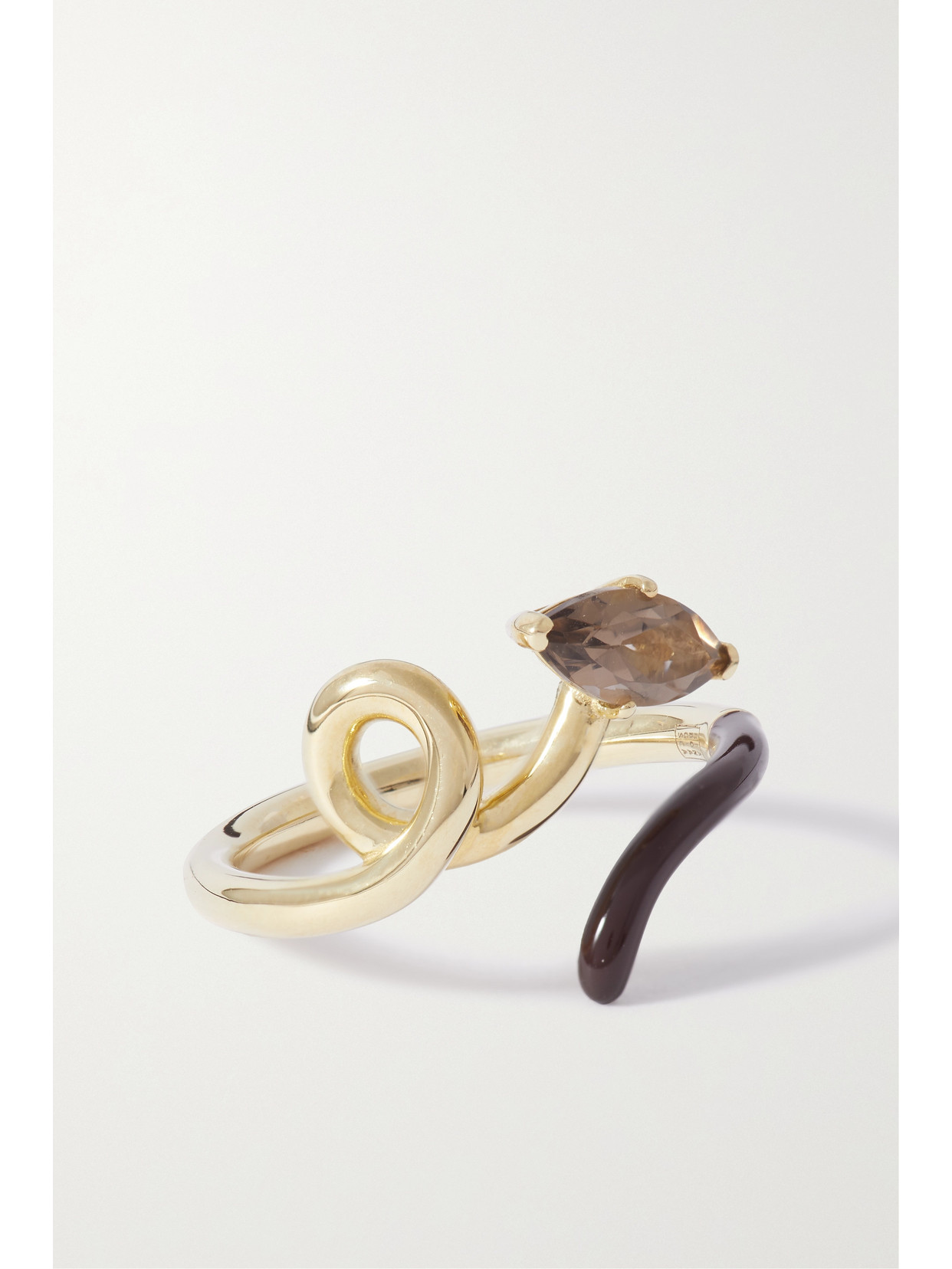 Bea Bongiasca - Baby Vine Tendril 9-karat Gold, Quartz And Enamel Ring - Black