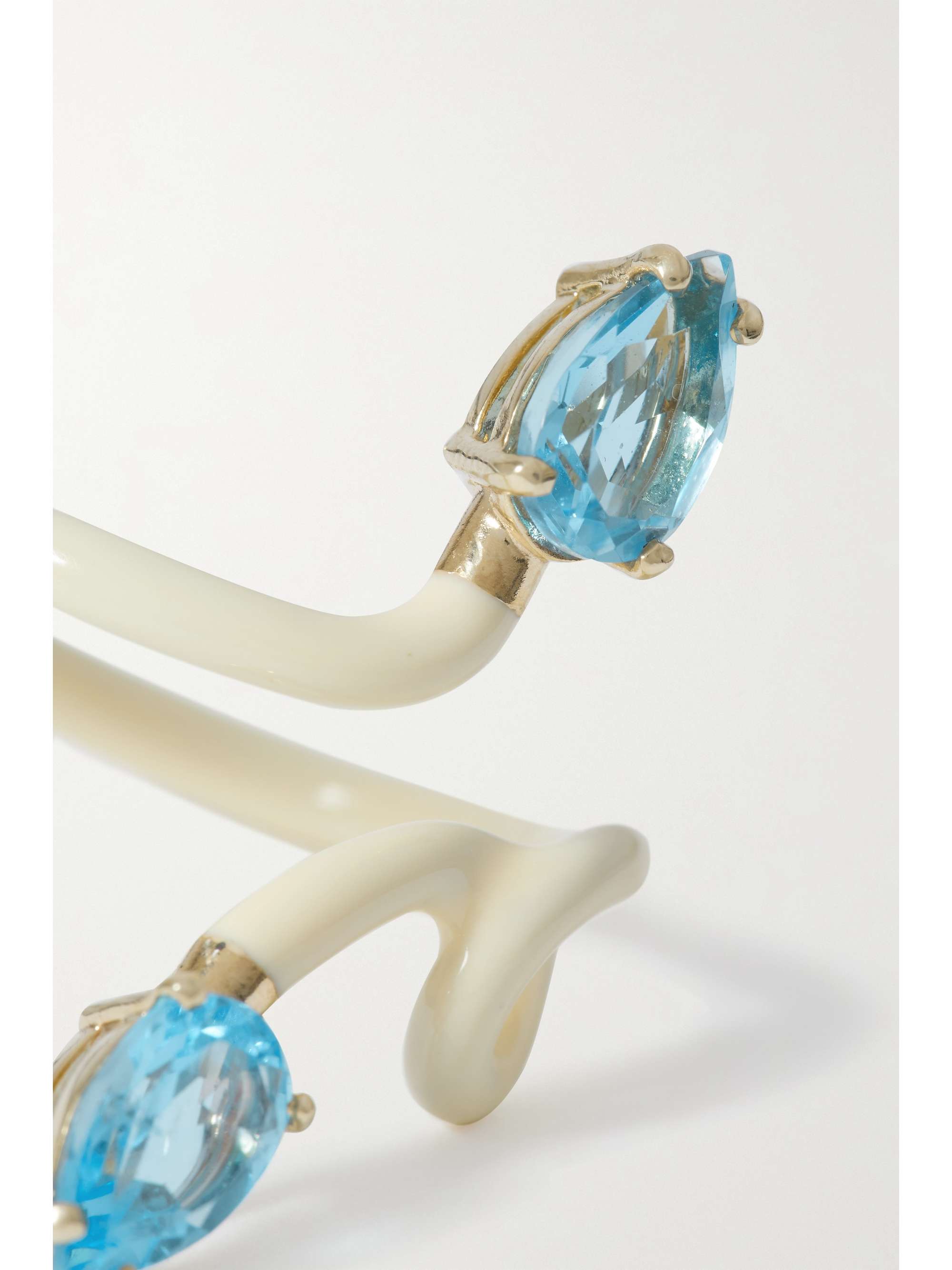 BEA BONGIASCA Double Vine 9-karat gold, silver, enamel and topaz ring