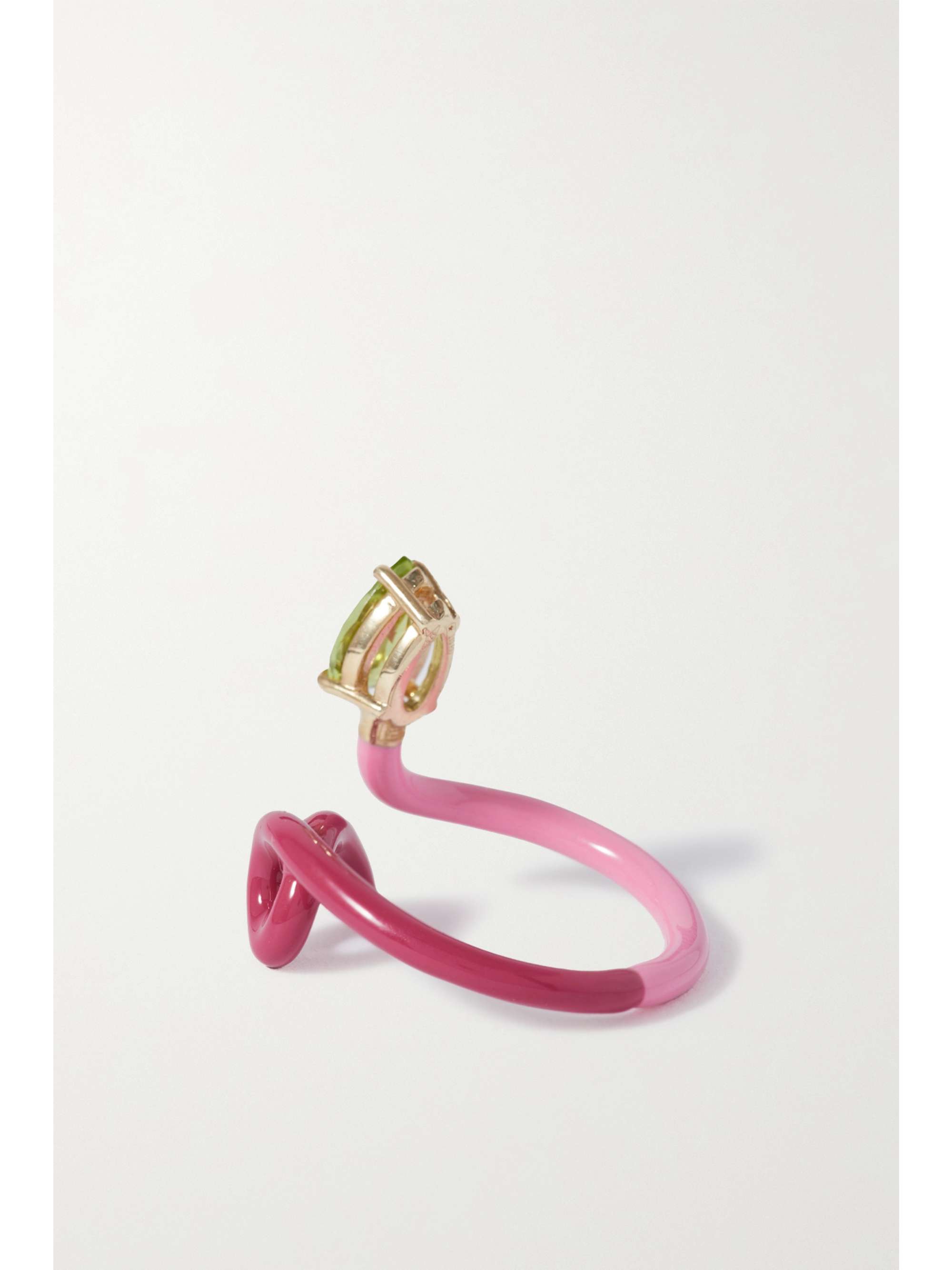 BEA BONGIASCA Baby Vine 9-karat gold, silver, enamel and amethyst ring