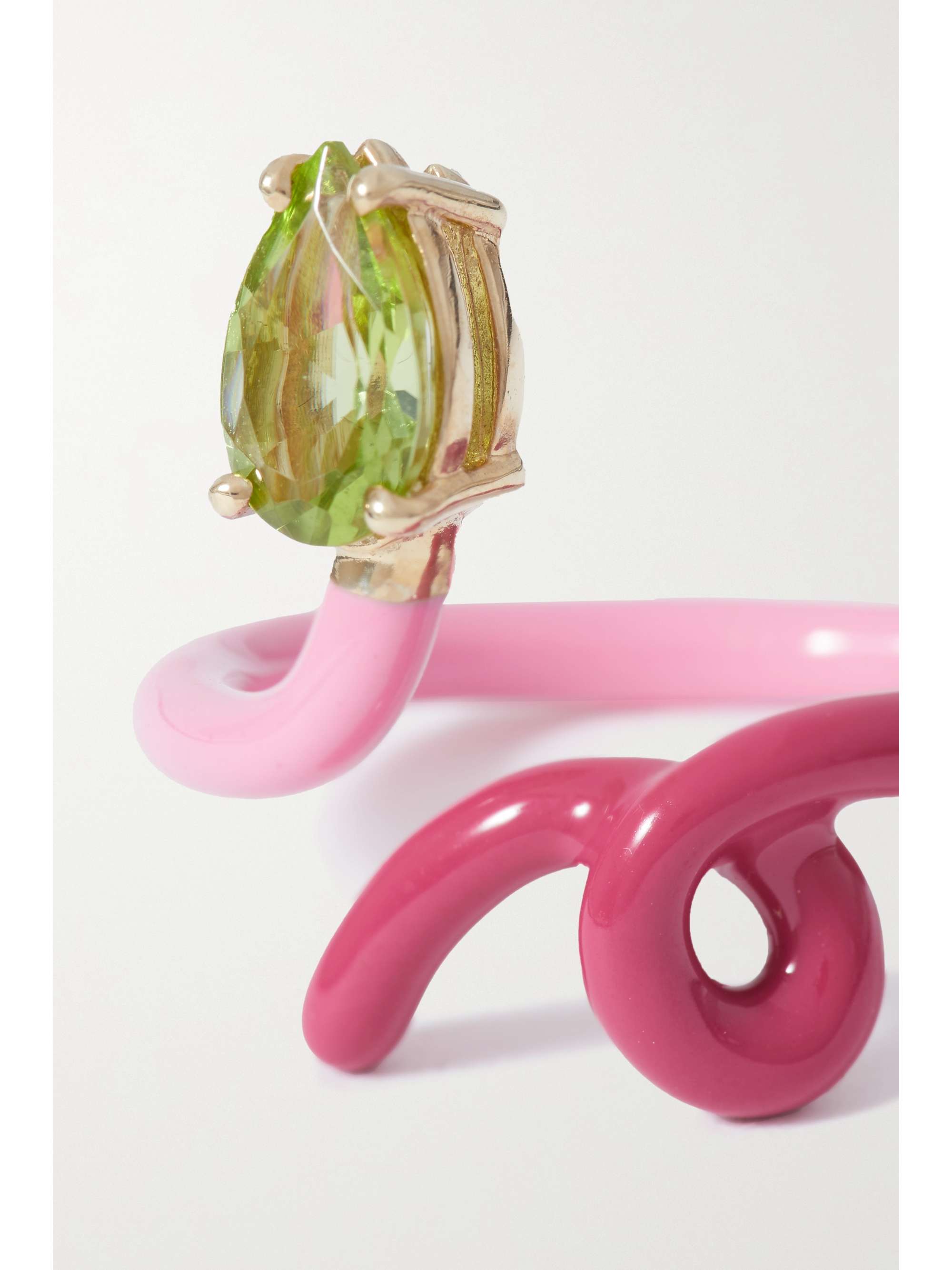 BEA BONGIASCA Baby Vine 9-karat gold, silver, enamel and amethyst ring