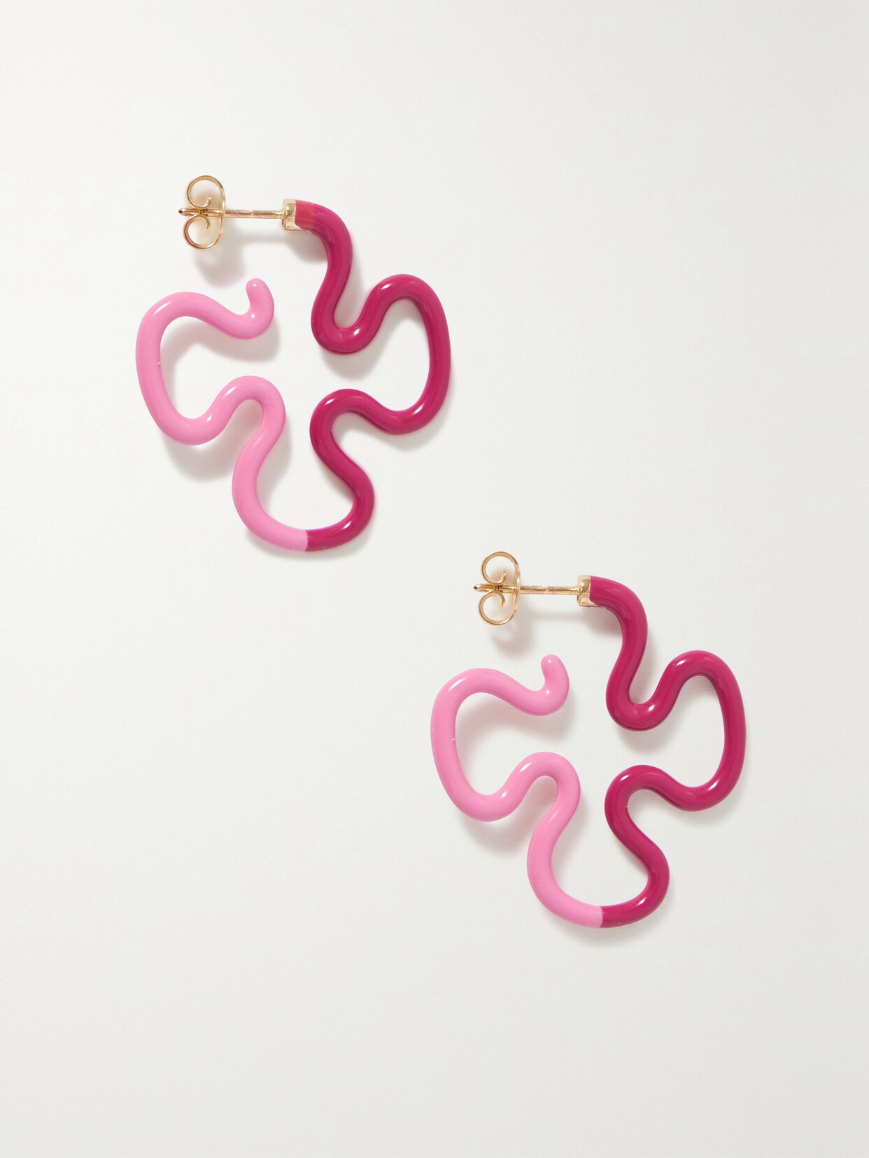 Bea Bongiasca Duo 9-karat Gold, Sterling Silver And Enamel Earrings