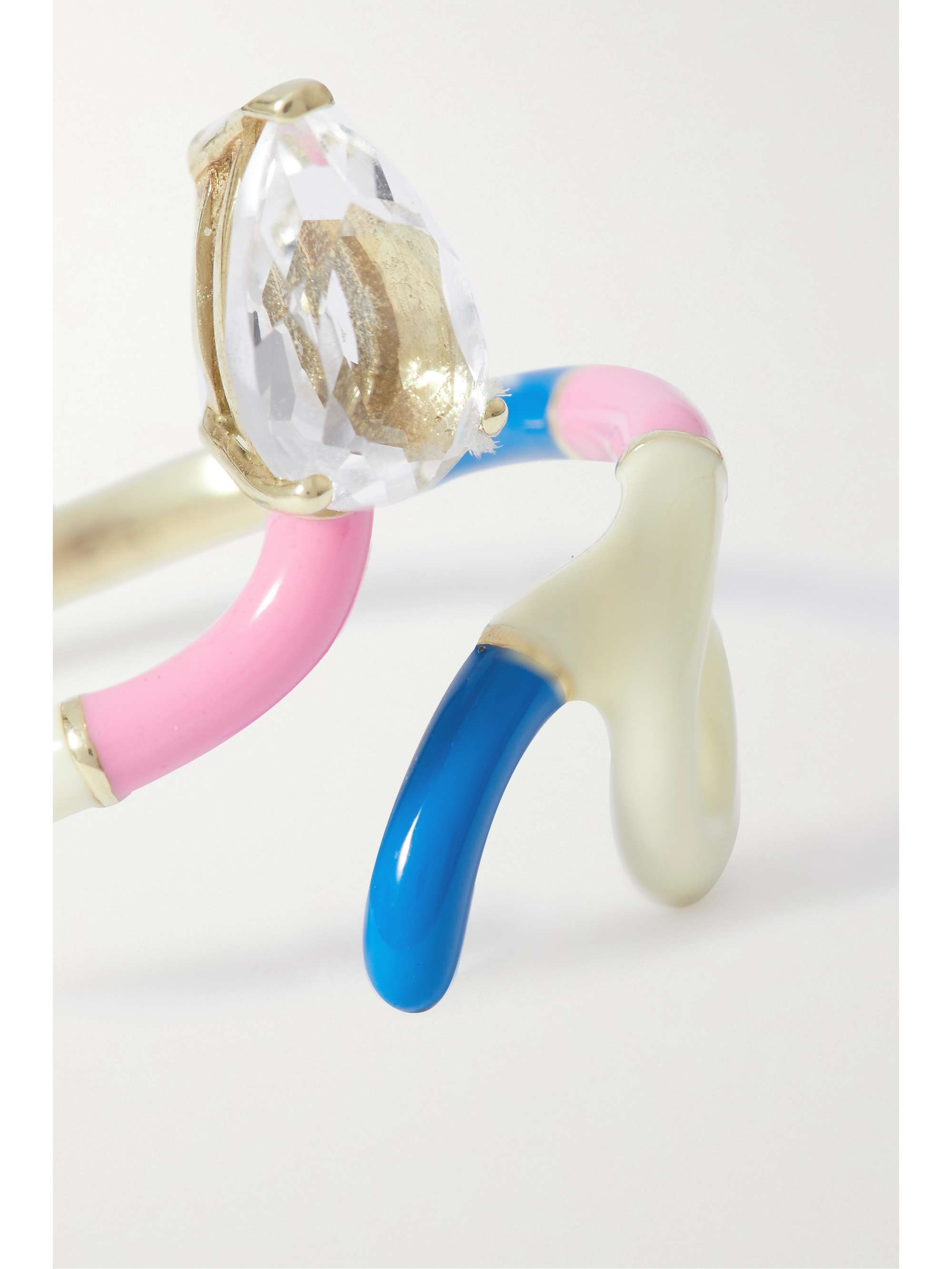 BEA BONGIASCA 9-karat gold, rock crystal and enamel ring