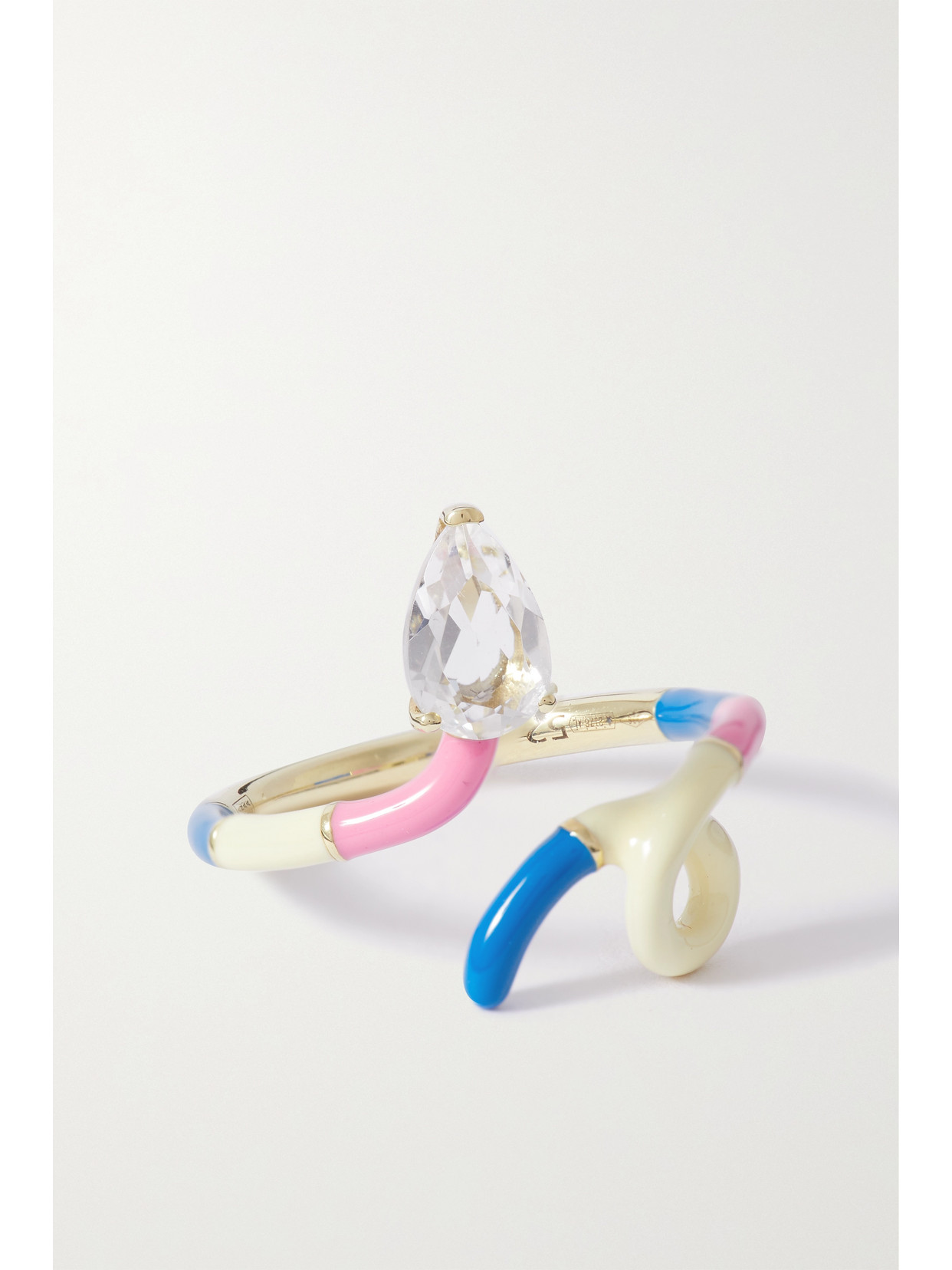 Bea Bongiasca 9-karat Gold, Rock Crystal And Enamel Ring - Pink