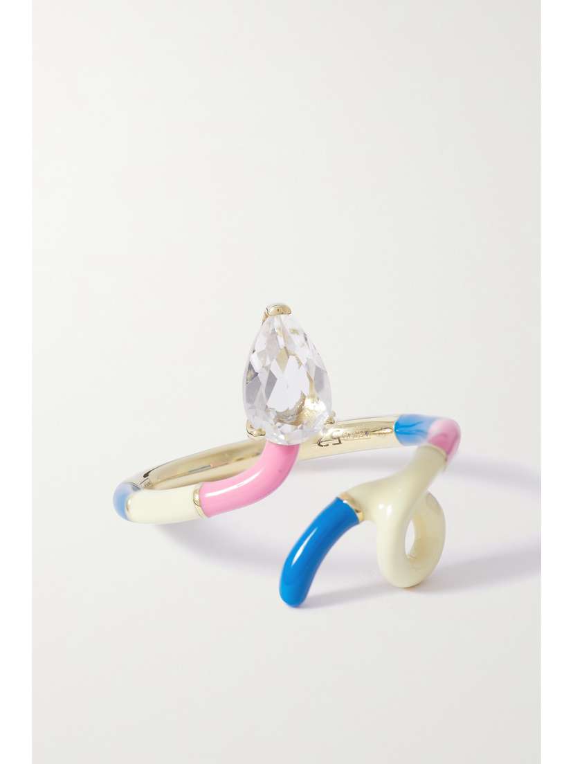 Bea Bongiasca 9-karat Gold, Rock Crystal And Enamel Ring