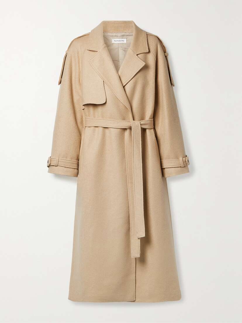 The Frankie Shop Suzanne Belted Wool-blend Felt Trench Coat