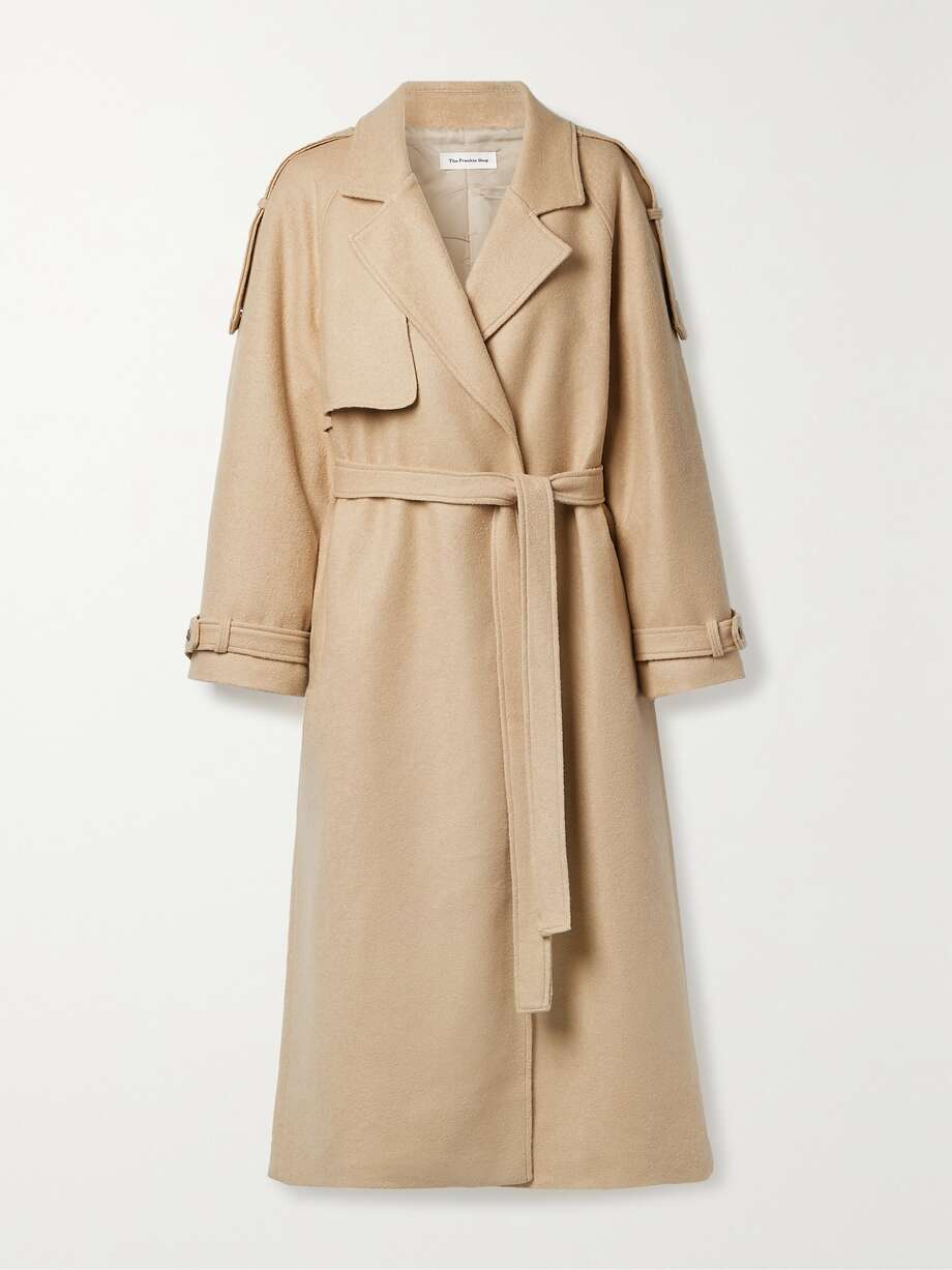 FRANKIE SHOP | Suzanne Belted Wool-Blend Felt Trench Coat