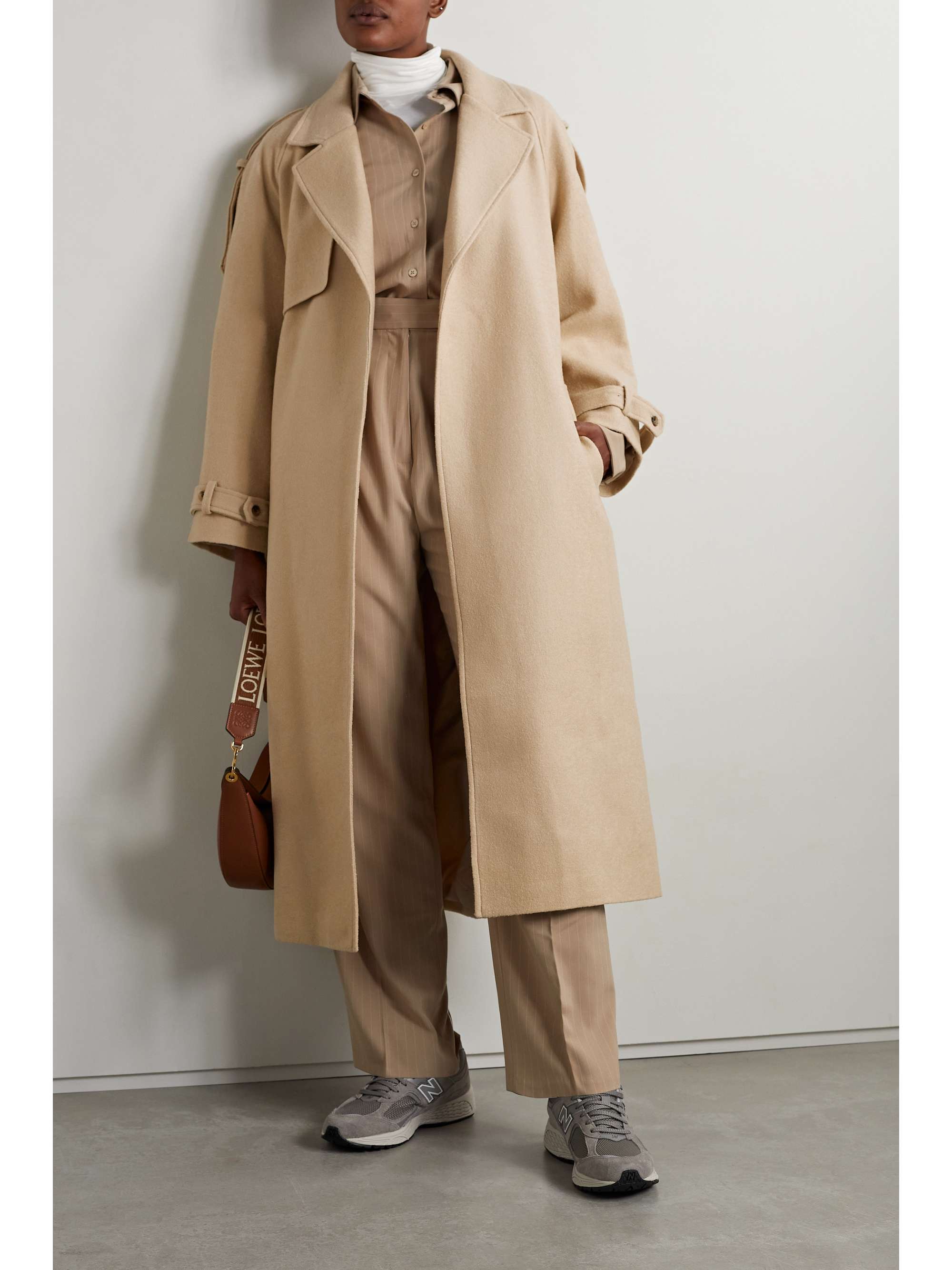 Suzanne belted wool-blend felt trench coat