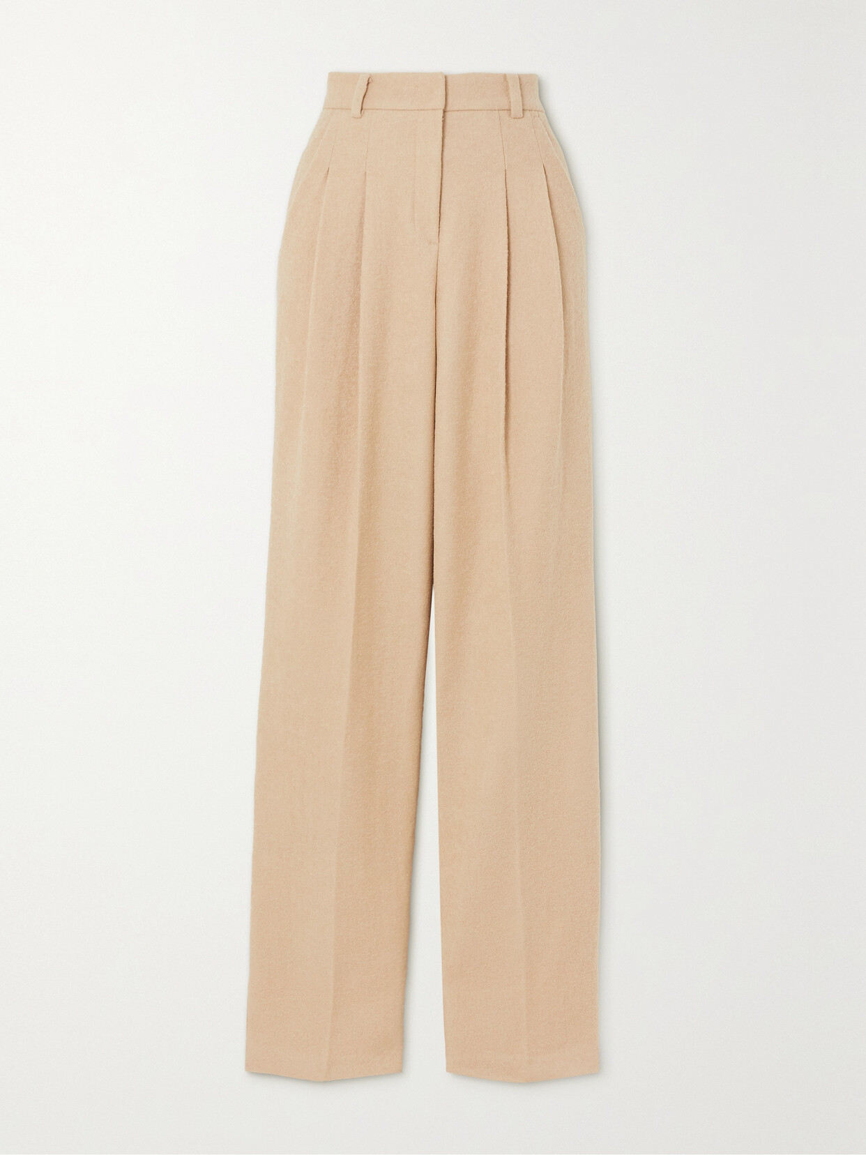 The Frankie Shop Layton Pleated Wool-blend Straight-leg Trousers In Neutrals