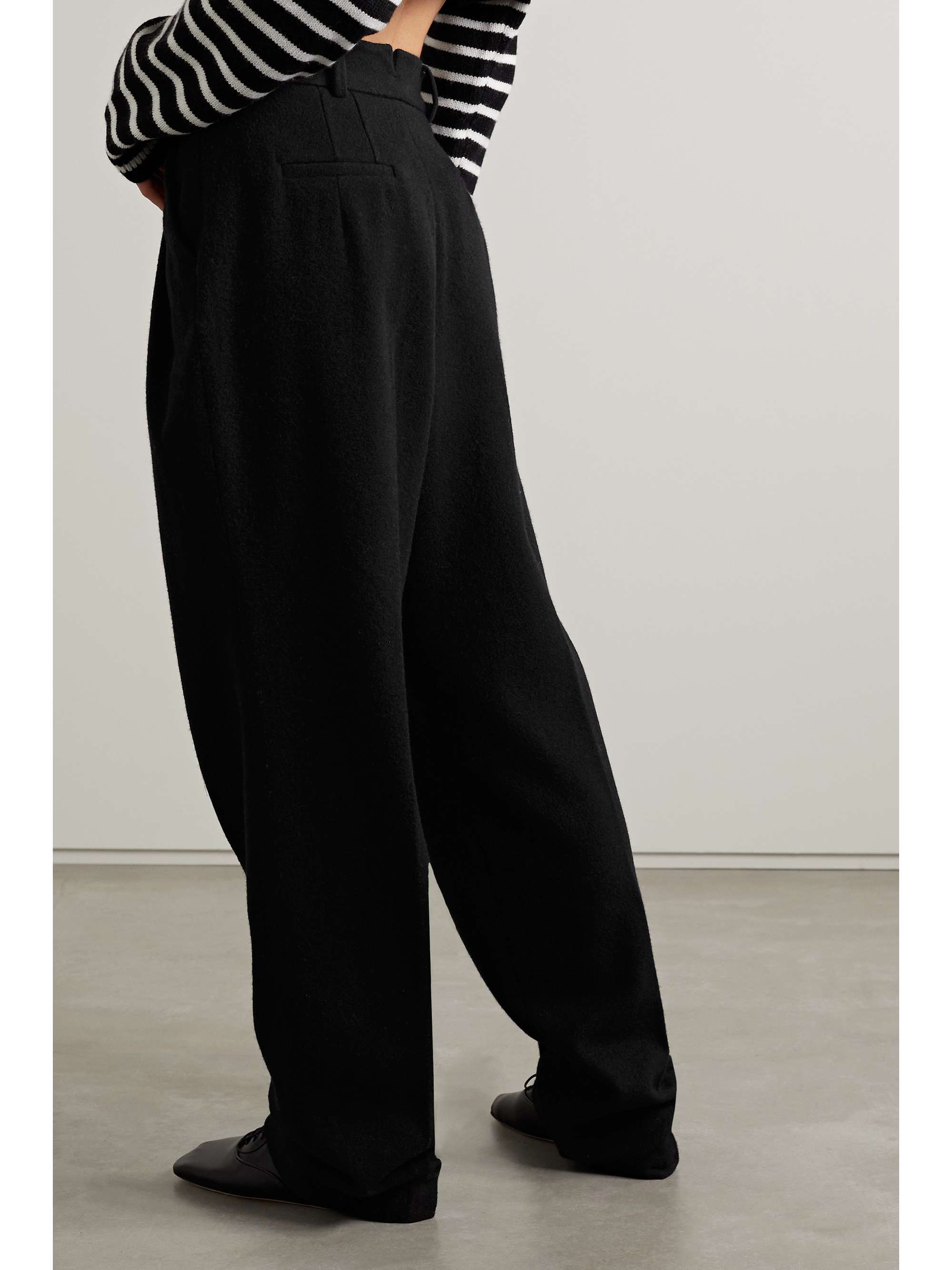 THE FRANKIE SHOP Layton Hose mit weitem Bein aus Wolle mit Falten