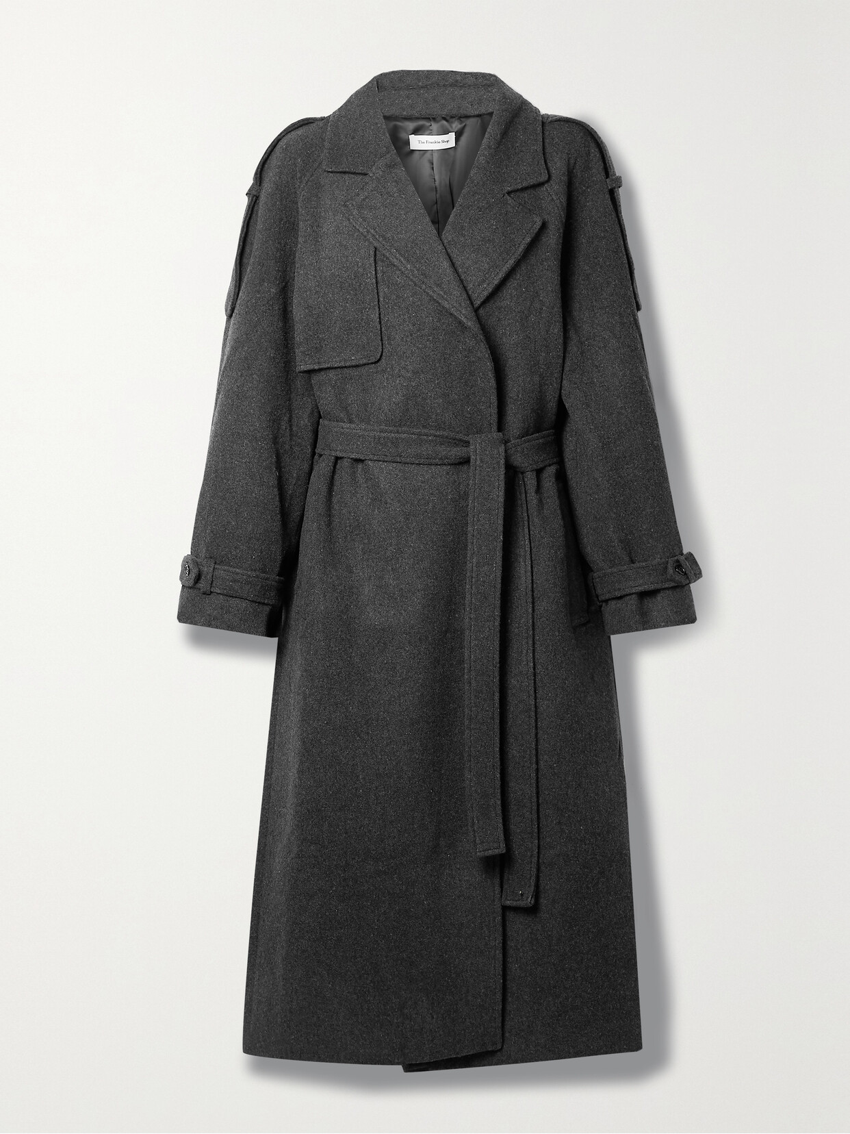 The Frankie Shop - Suzanne Belted Wool-blend Felt Trench Coat - Gray