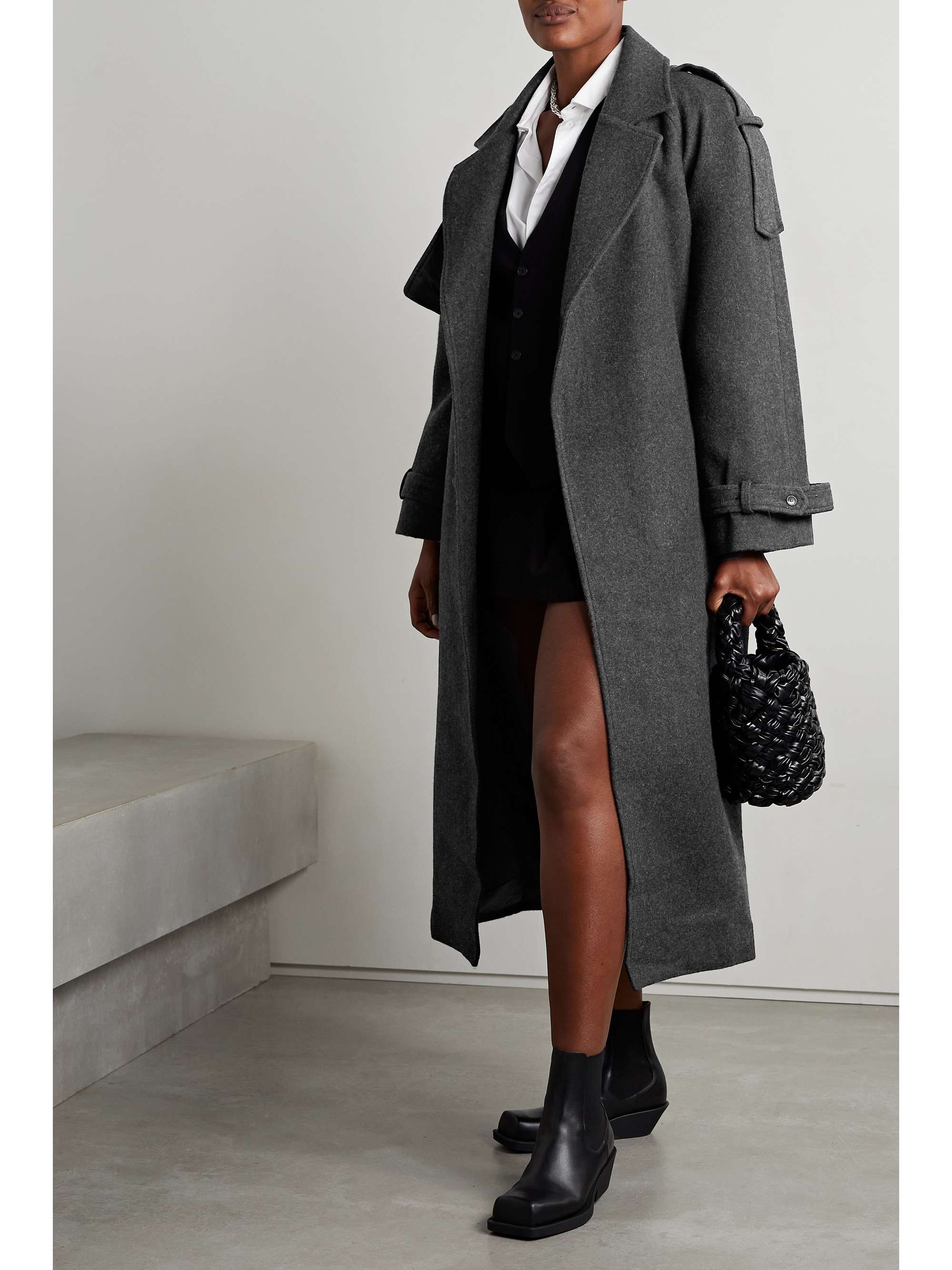 THE FRANKIE SHOP Suzanne belted wool-blend felt trench coat | NET