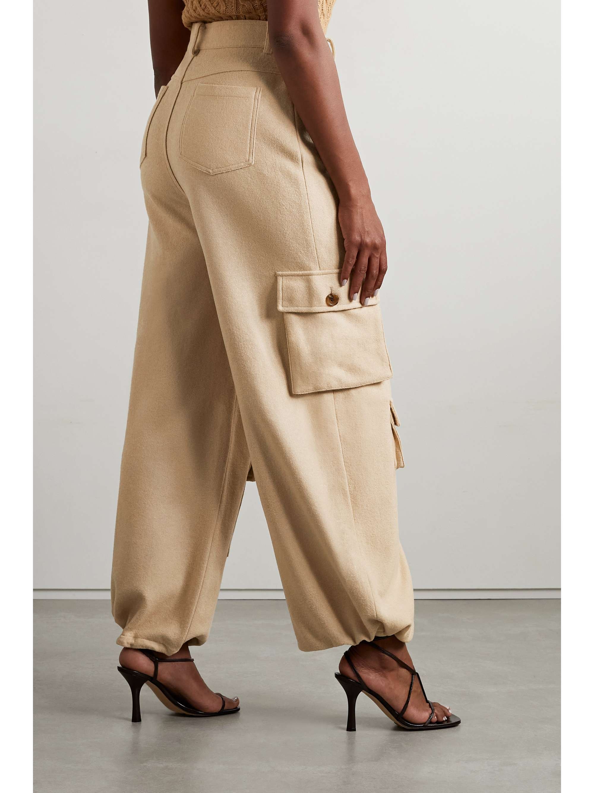 FRANKIE SHOP Hailey wool-blend felt tapered cargo pants | NET-A-PORTER