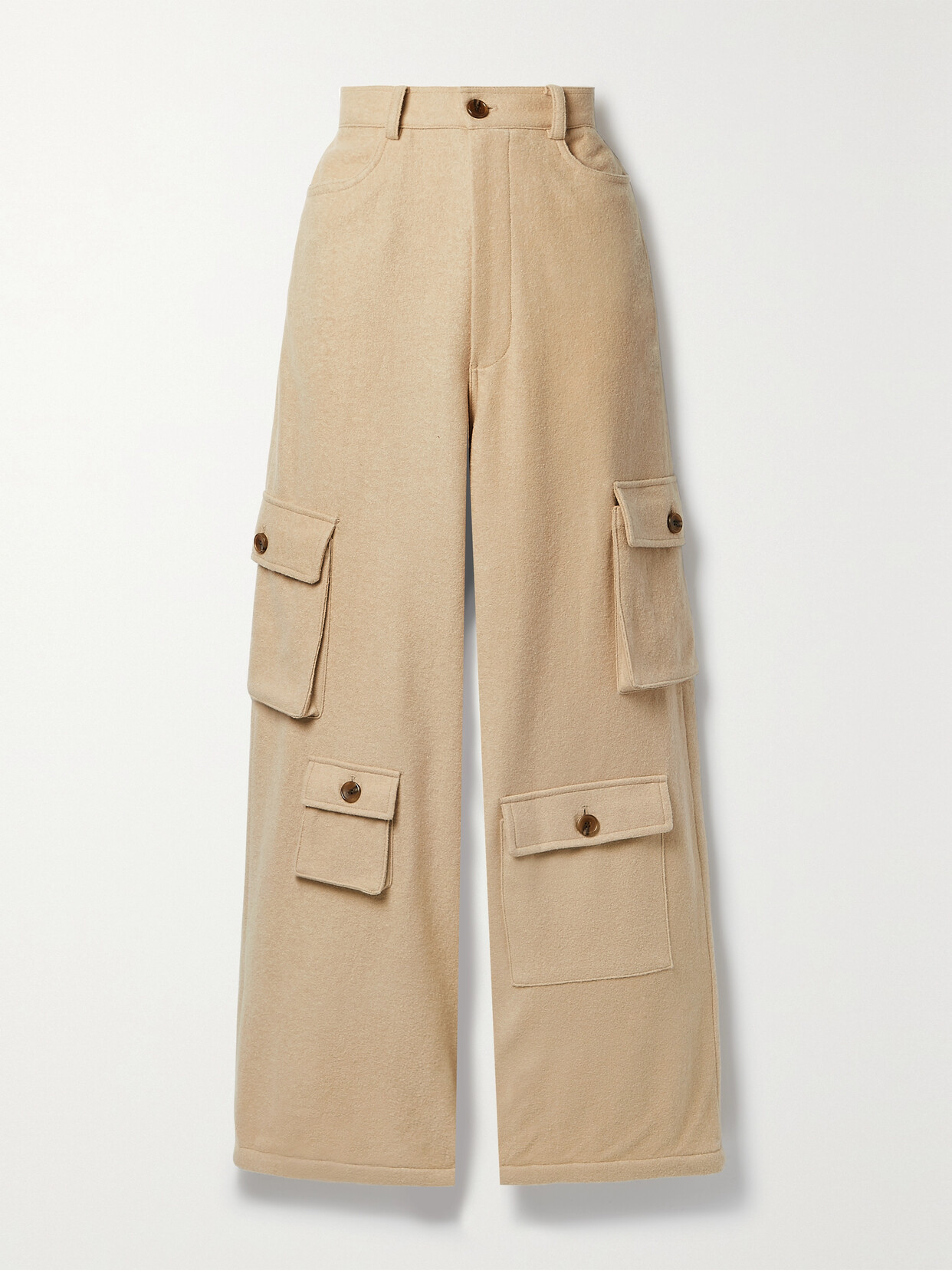 The Frankie Shop - Hailey Wool-blend Felt Tapered Cargo Pants - Neutrals