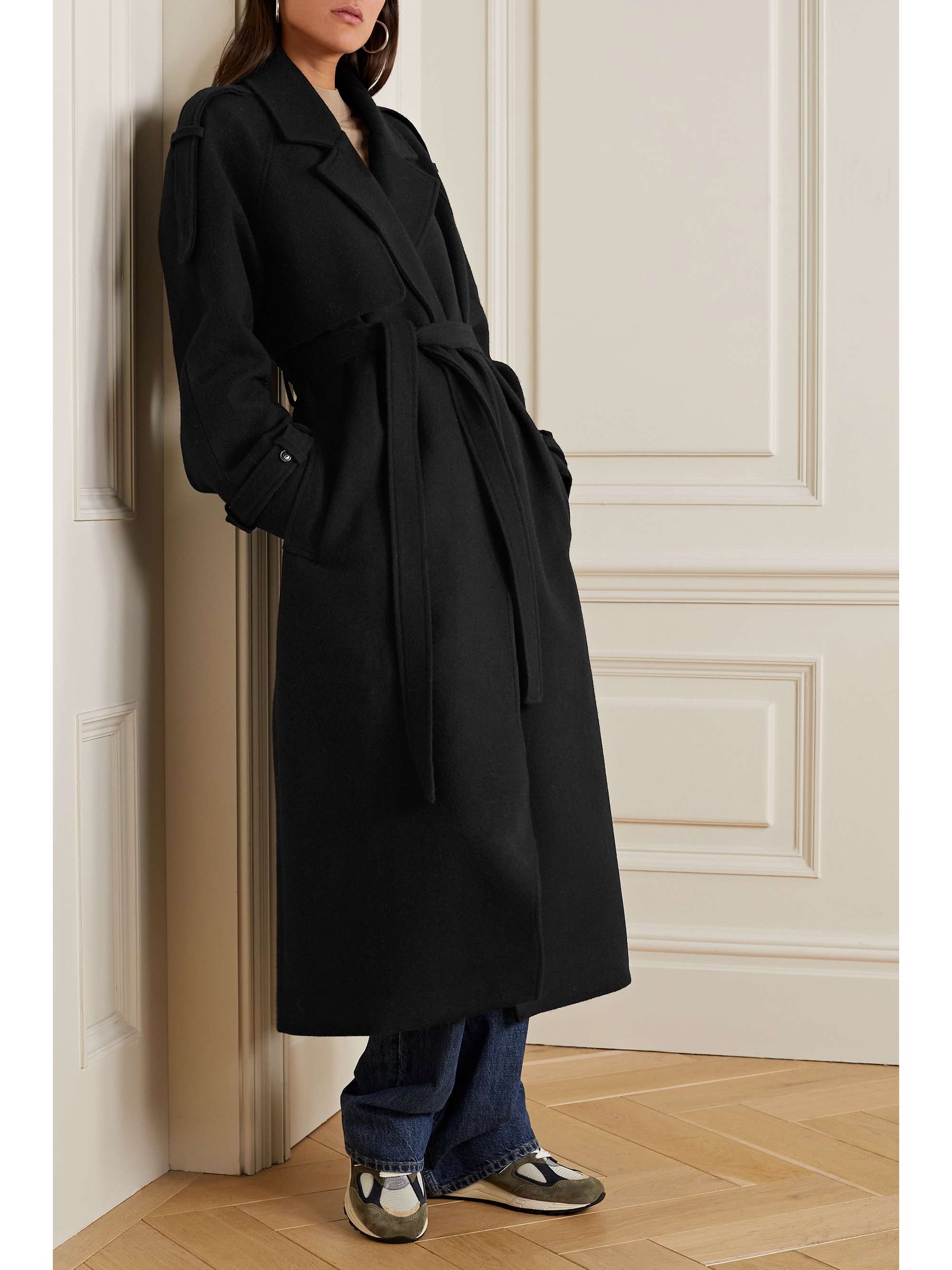 FRANKIE SHOP Suzanne belted wool-blend felt trench coat