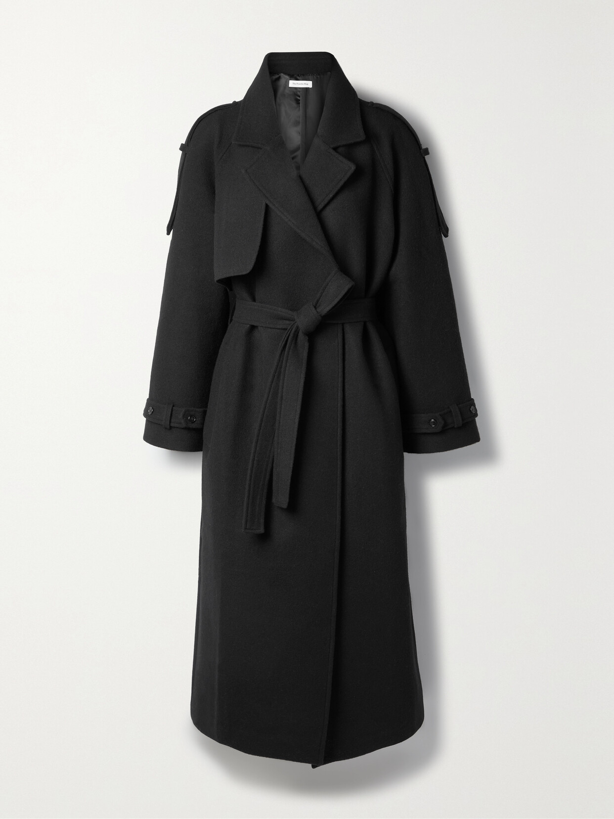 The Frankie Shop - Suzanne Belted Wool-blend Felt Trench Coat - Black