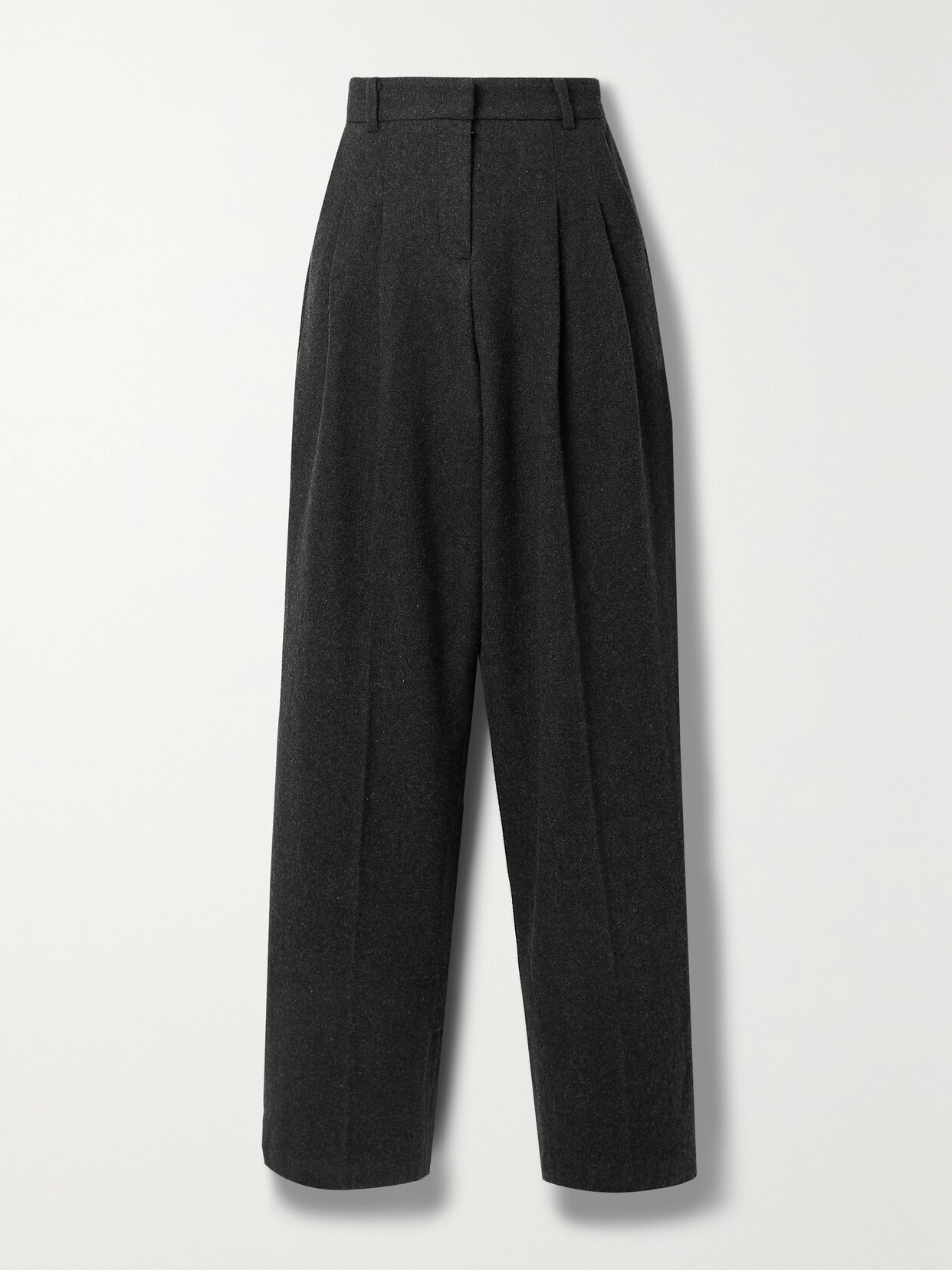 The Frankie Shop - Layton Pleated Wool-blend Wide-leg Pants - Gray