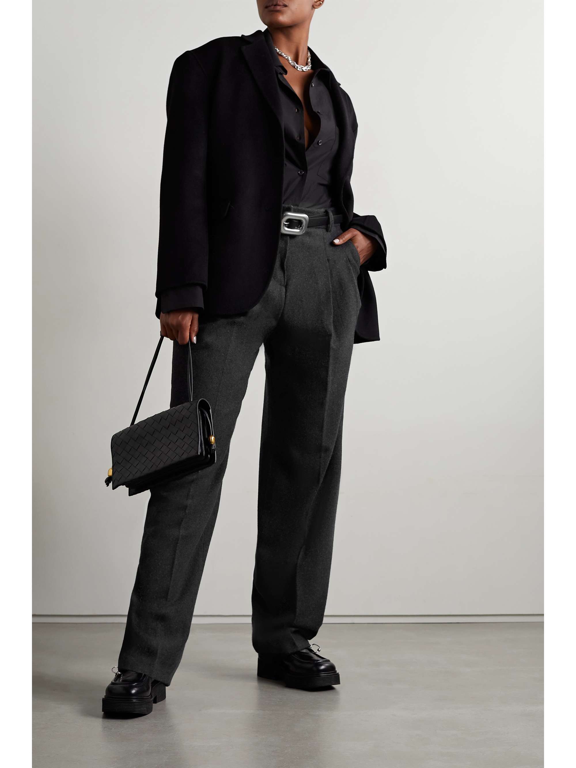 THE FRANKIE SHOP Layton pleated wool-blend wide-leg pants