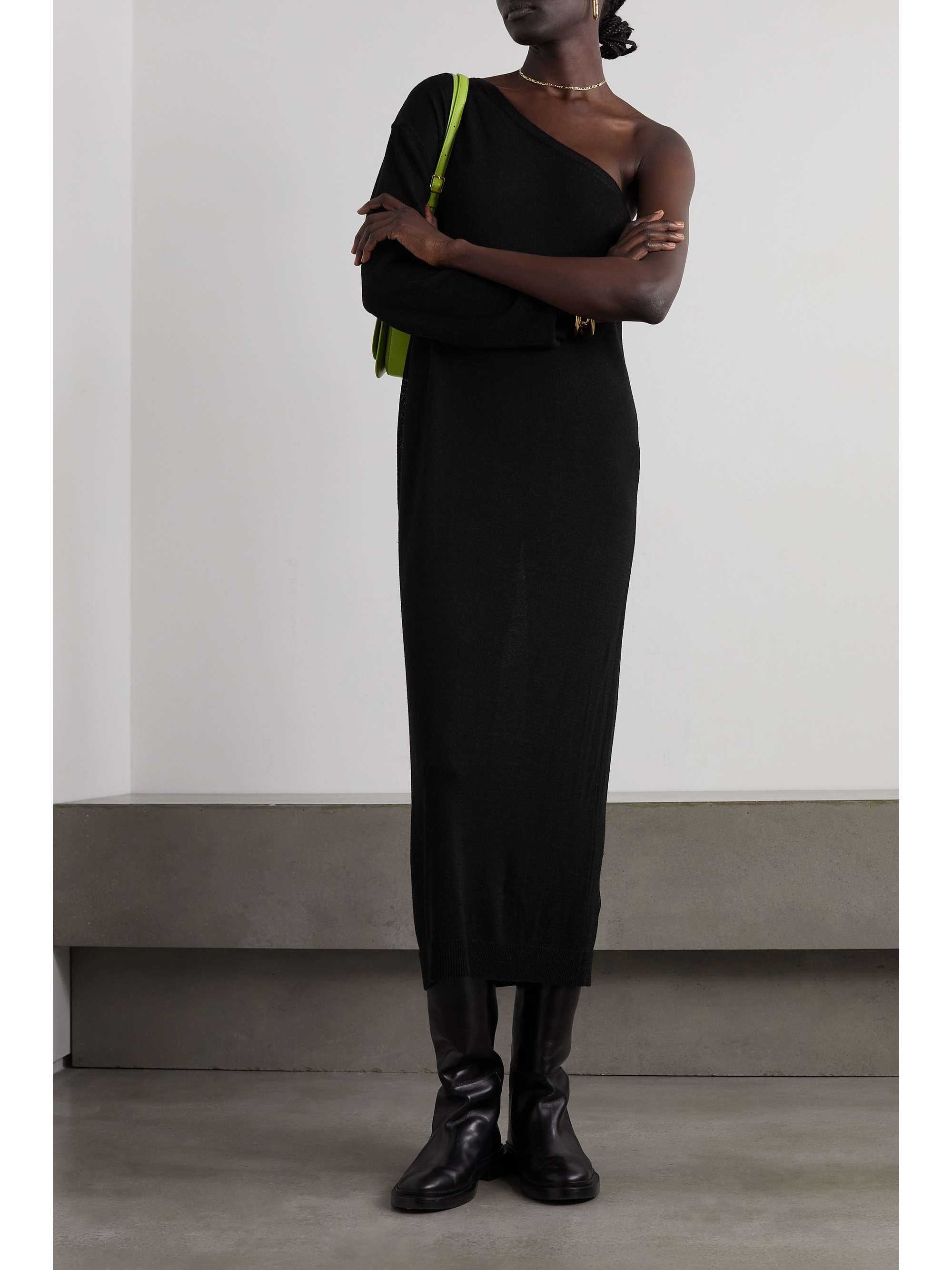 THE FRANKIE SHOP Robe midi asymétrique en mailles Lina
