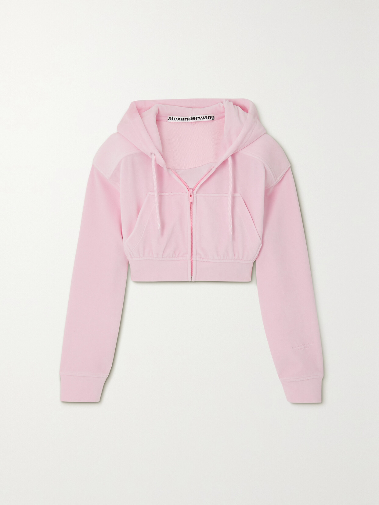 Baby Pink Crop Zip Hoodie