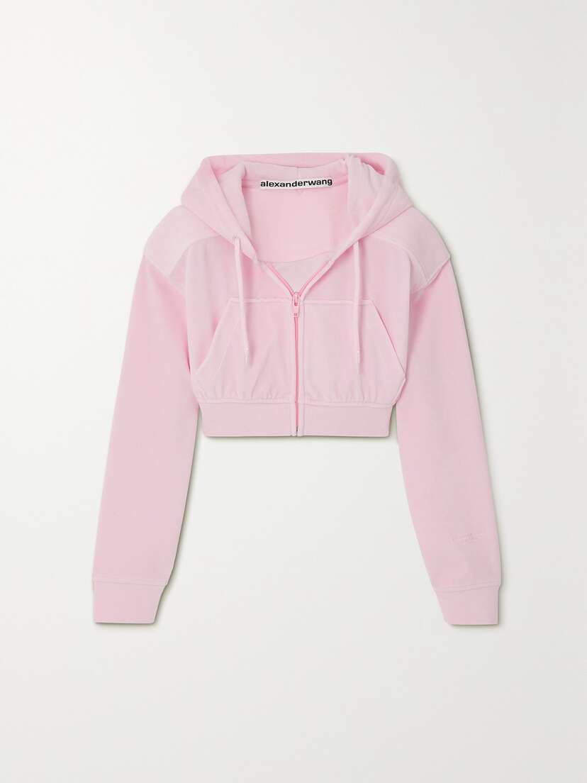 Alexander Wang Cropped Cotton-blend Velour Hoodie