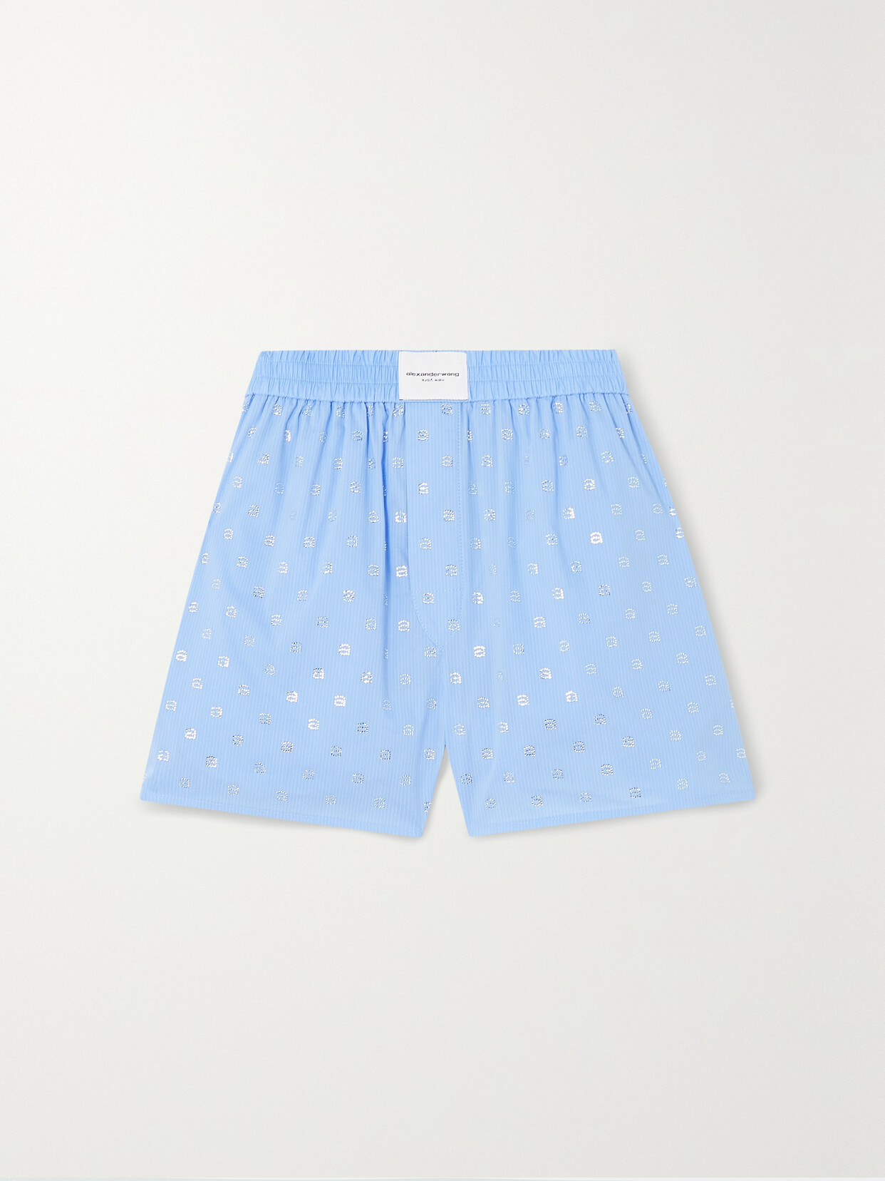 Alexander Wang - Crystal-embellished Striped Cotton-blend Shorts - Blue