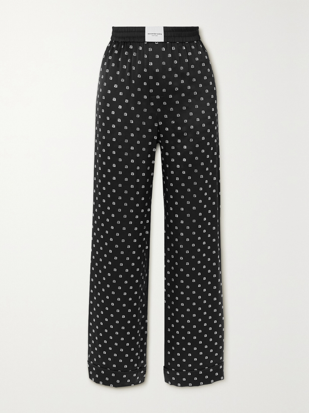 Alexander Wang Logo Jacquard Silk Pajama Trousers In Black