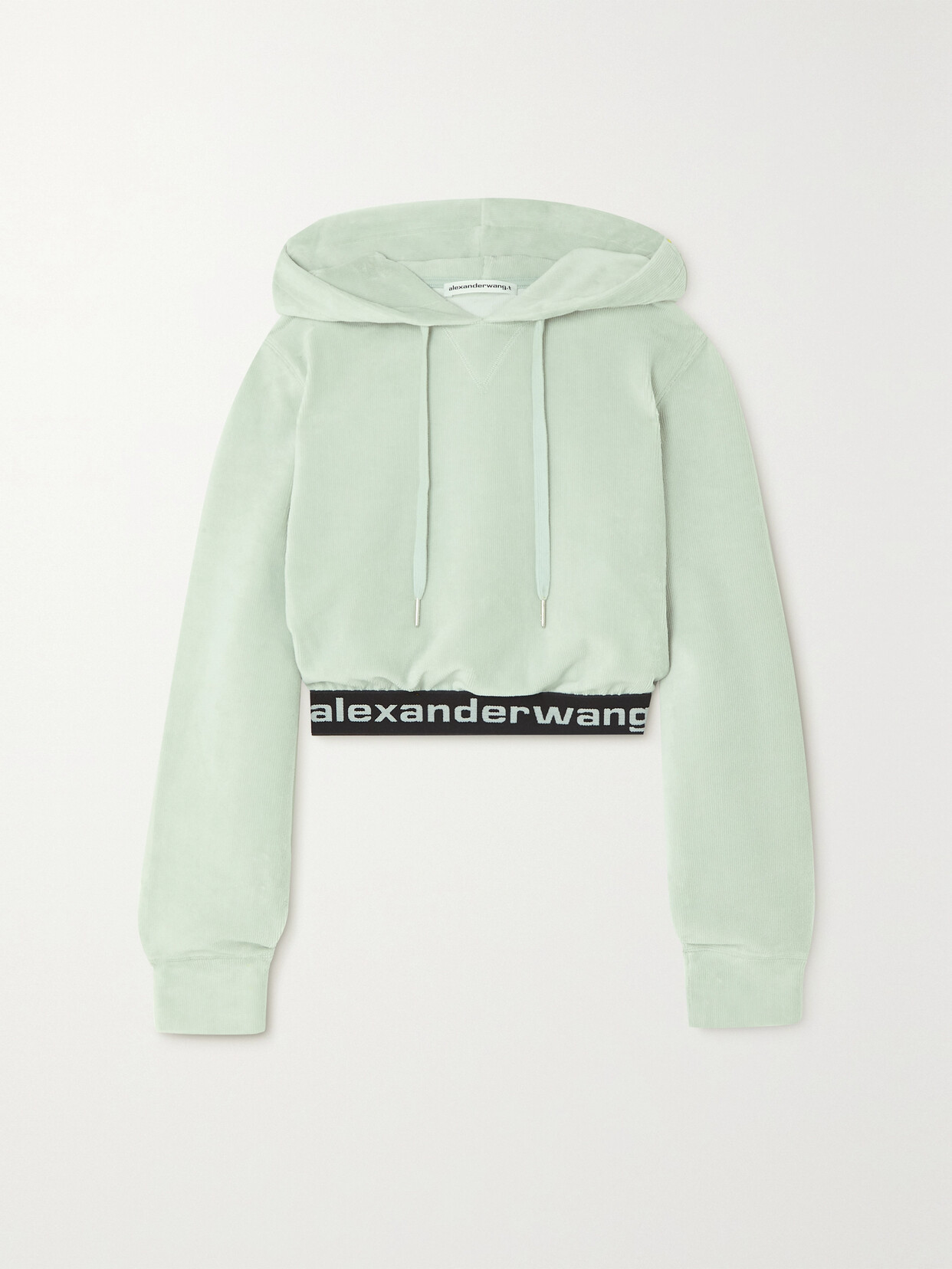 Alexander Wang T Gray Cropped Hoodie In 344 Opal Grey