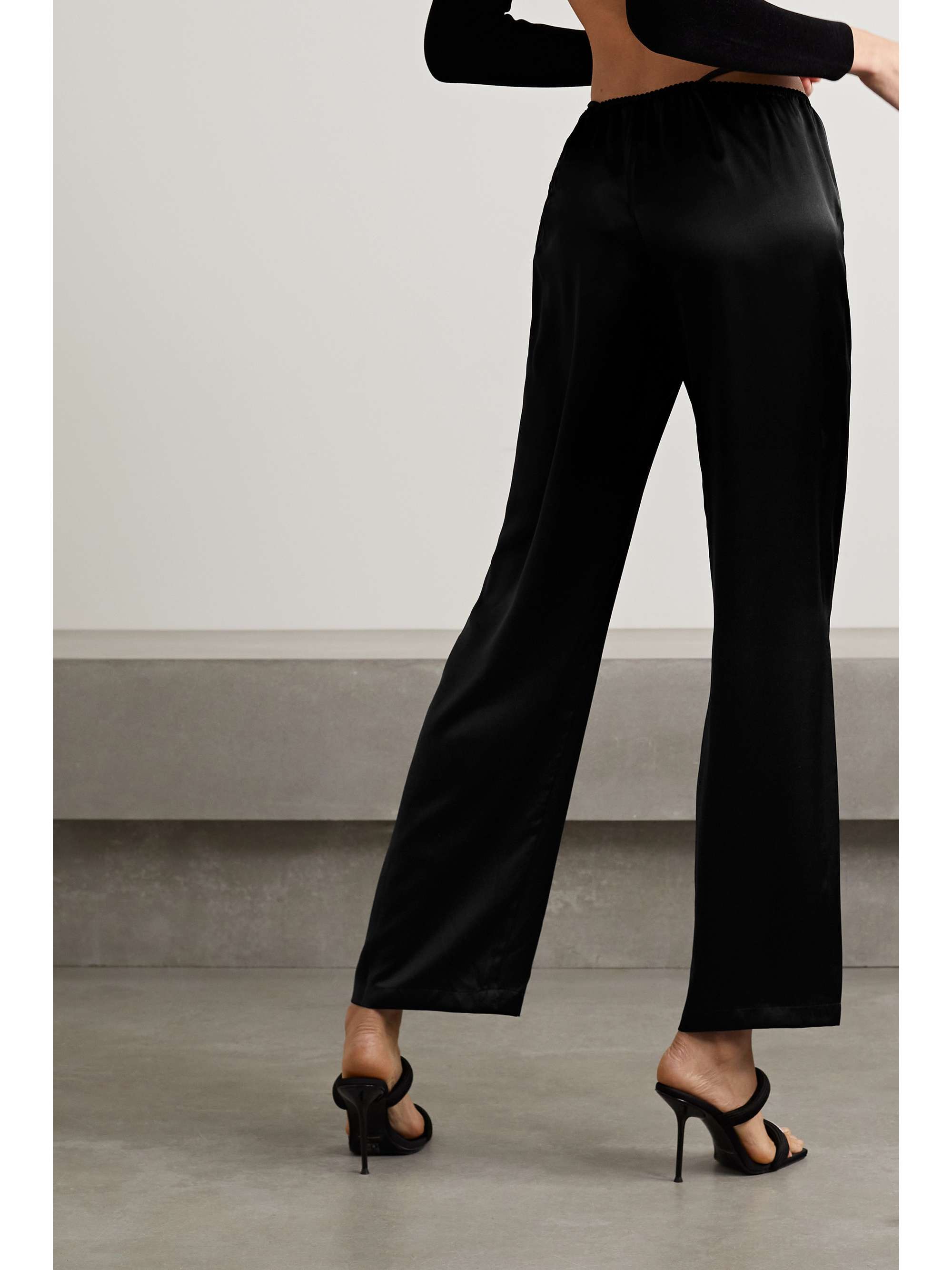 T BY ALEXANDER WANG Crystal-embellished silk-charmeuse wide-leg pants
