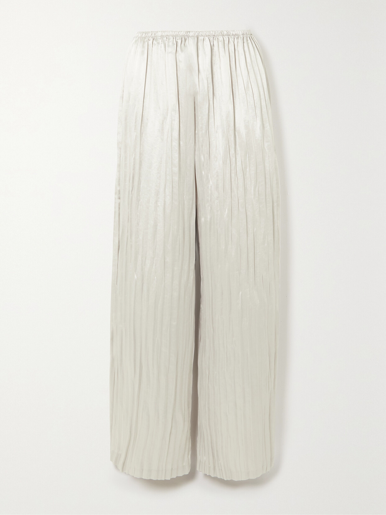 Interior - The Twiggy Pleated Satin Wide-leg Pants - Silver