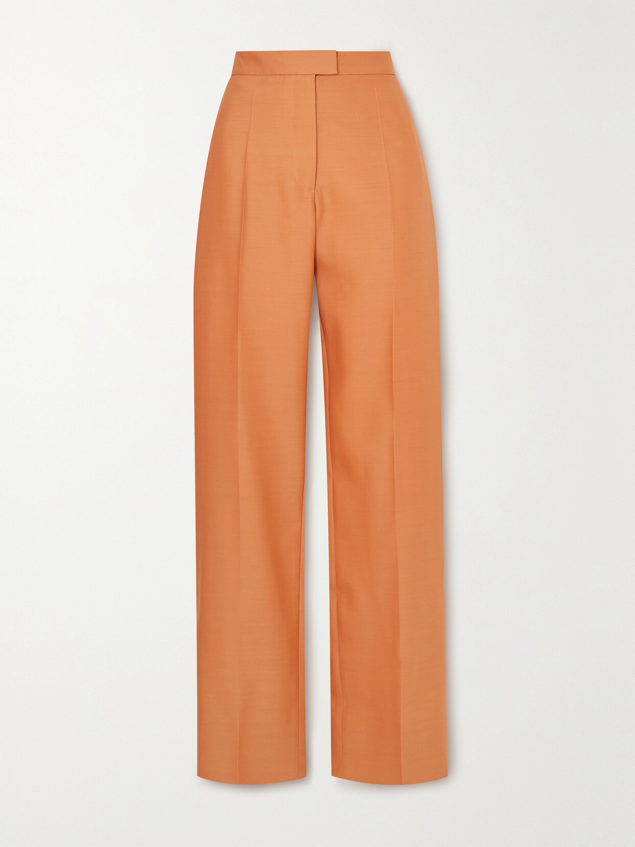 Interior The Fontaine Wool And Silk-blend Straight-leg Pants - Orange