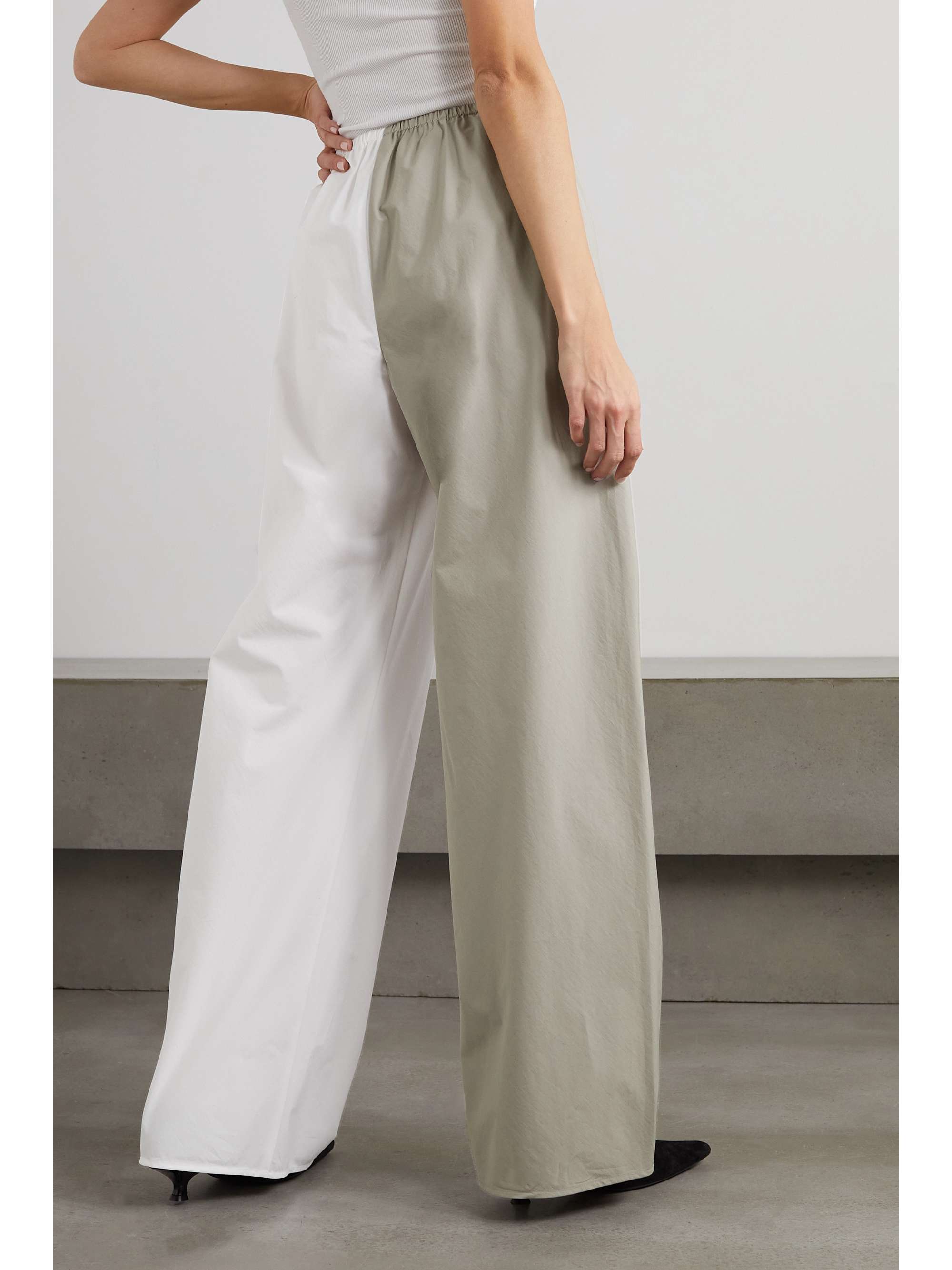 INTERIOR Duo Arthur oversized two-tone cotton-twill wide-leg pants