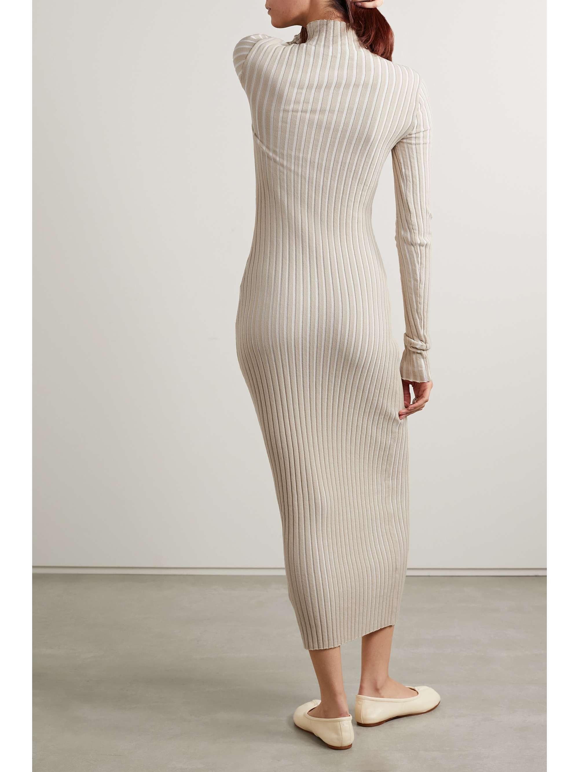 INTERIOR Ridley ribbed cotton-blend midi dress