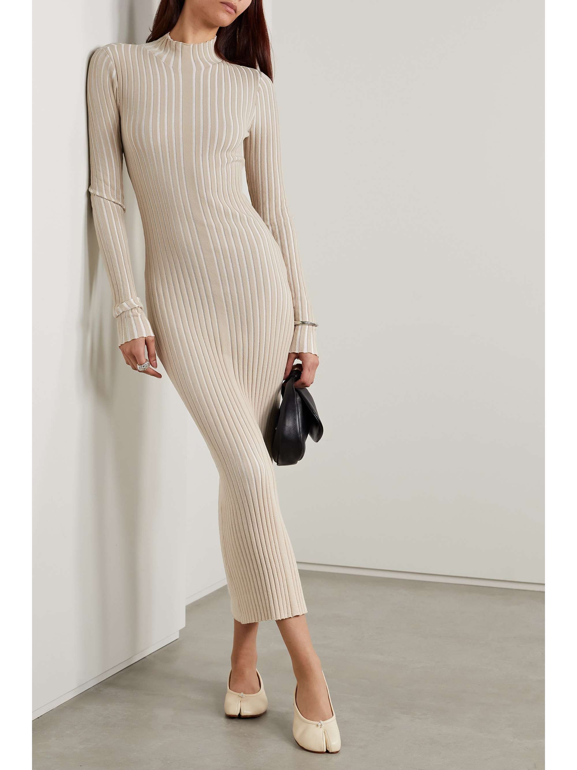 INTERIOR Ridley ribbed cotton-blend midi dress