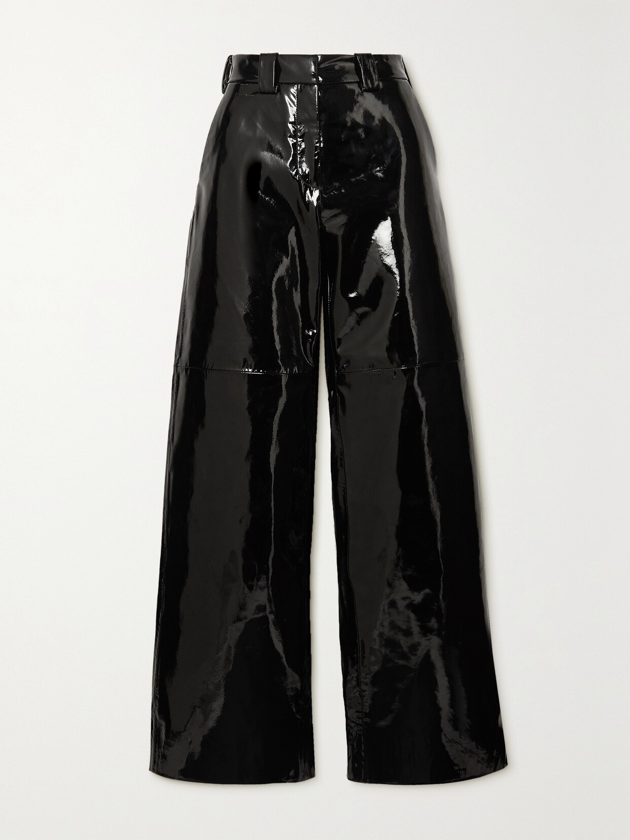 Interior Marlowe Patent-leather Wide-leg Pants - Black