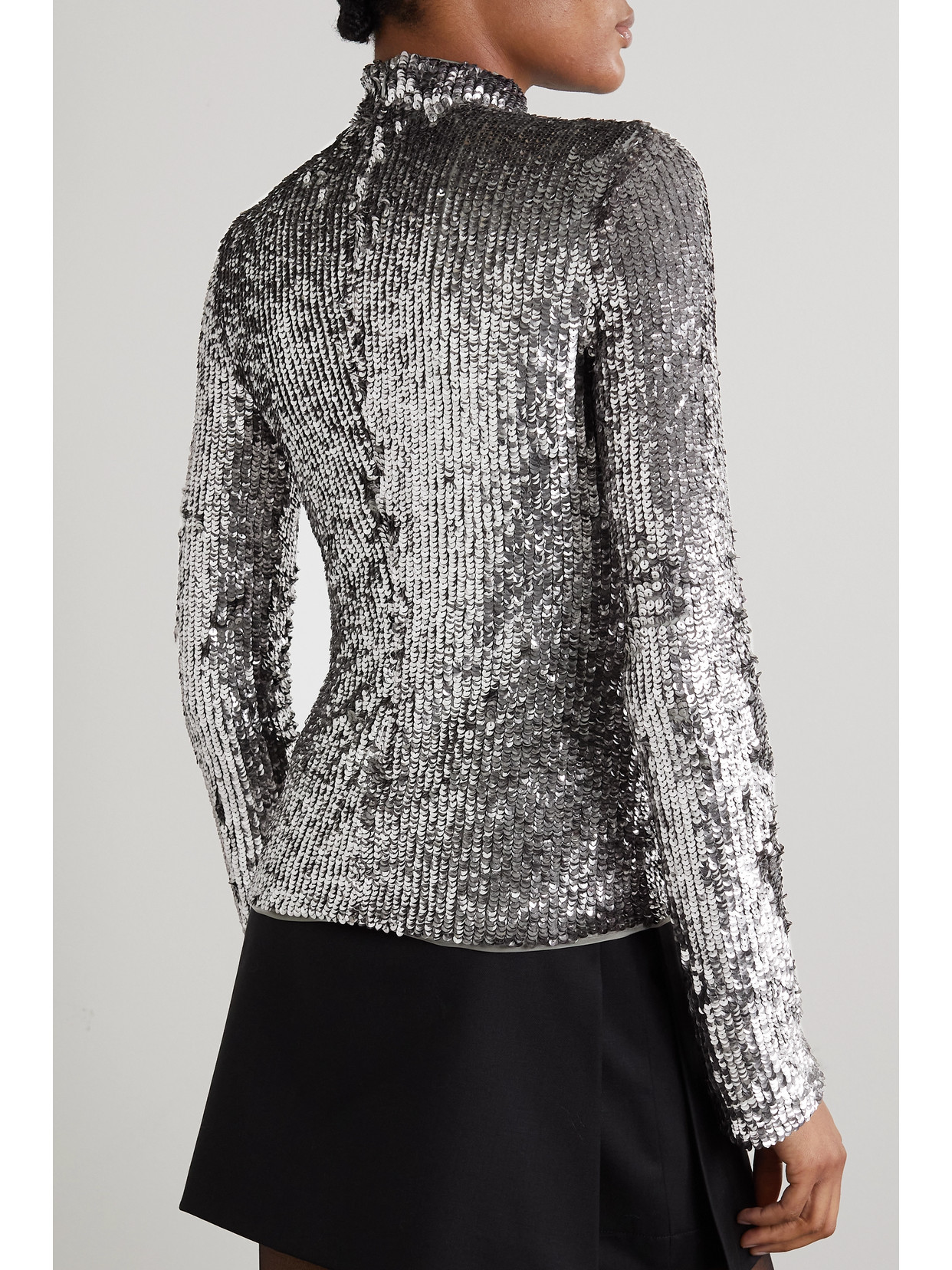 Frances Sequined Stretch-Tulle Top