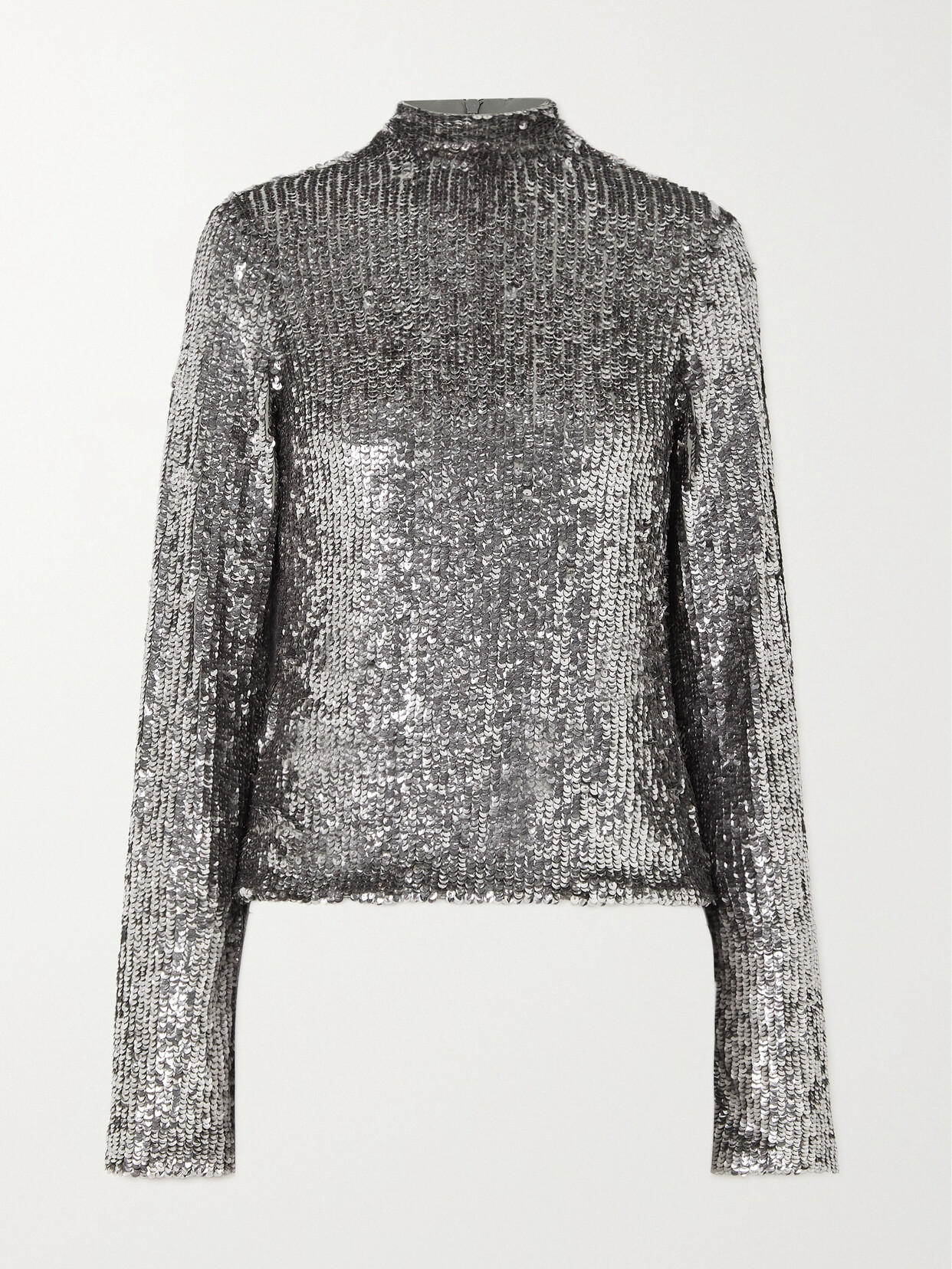 Interior Frances Sequined Stretch-tulle Top - Silver