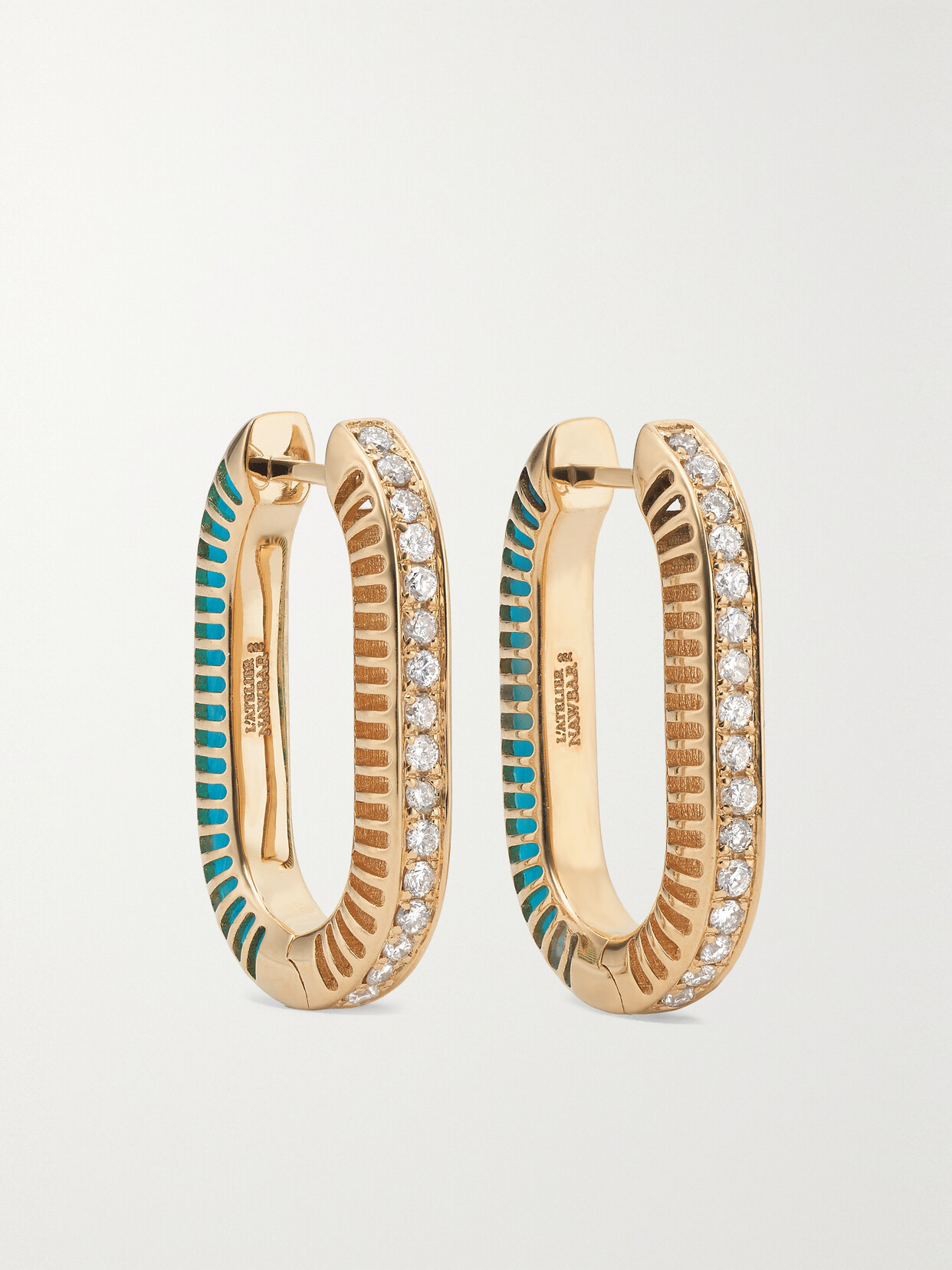 L'atelier Nawbar Lock Ray Medium 18-karat Gold, Turquoise And Diamond Earrings