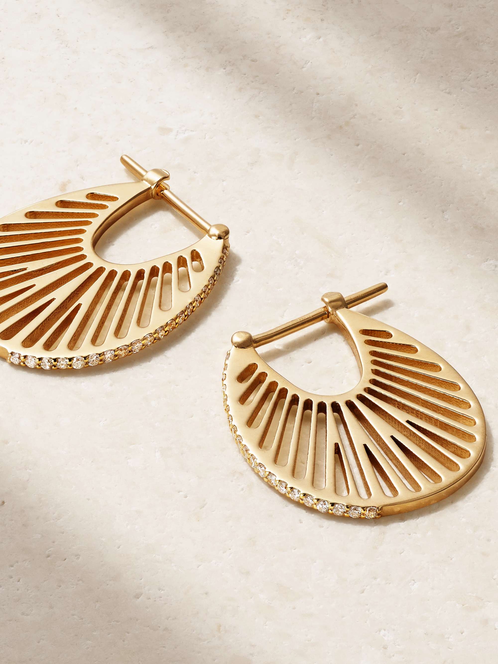 L'ATELIER NAWBAR Flat Ray large 18-karat gold diamond hoop earrings
